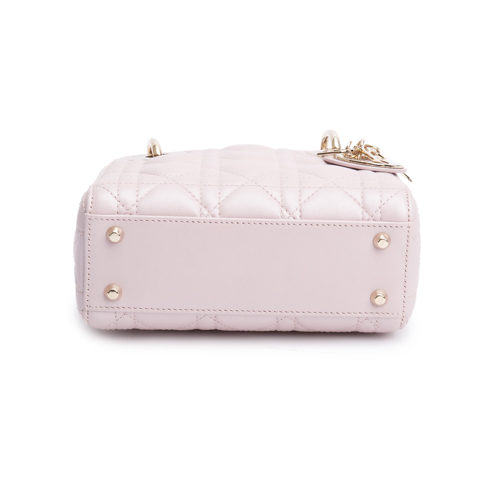 Christian Dior Pink Iridescent Cannage Leather Mini Lady Dior Bag w/ Strap