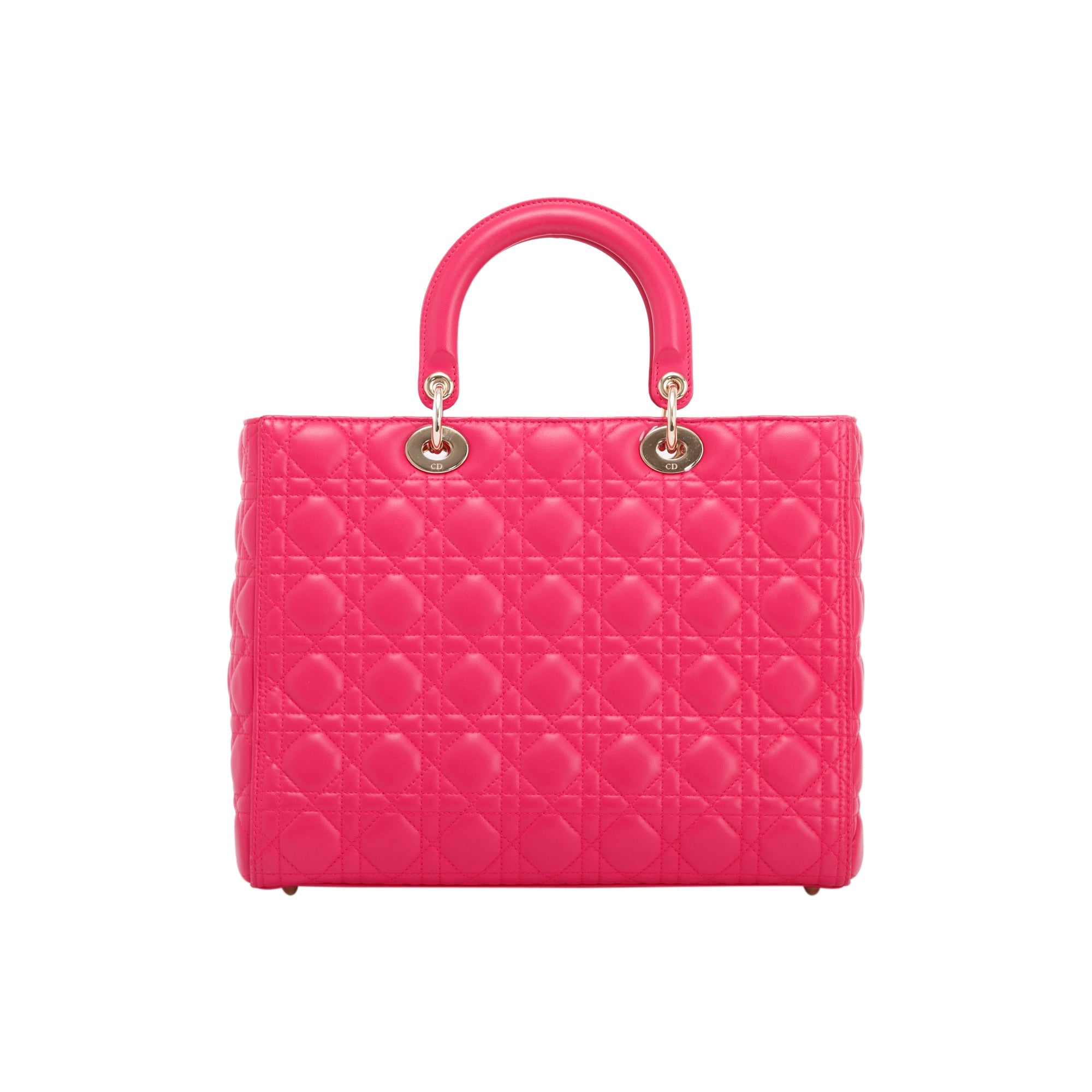 Christian Dior Pink Large Cannage Lady Dior Bag w/ Strap & Authenticity Card