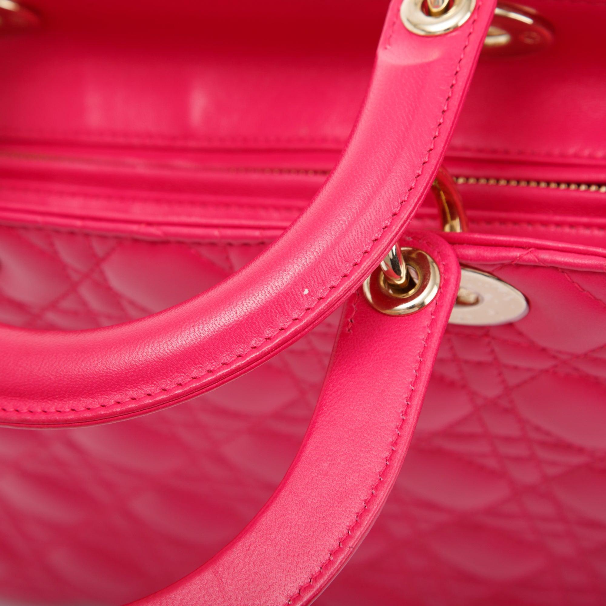 Christian Dior Pink Large Cannage Lady Dior Bag w/ Strap & Authenticity Card