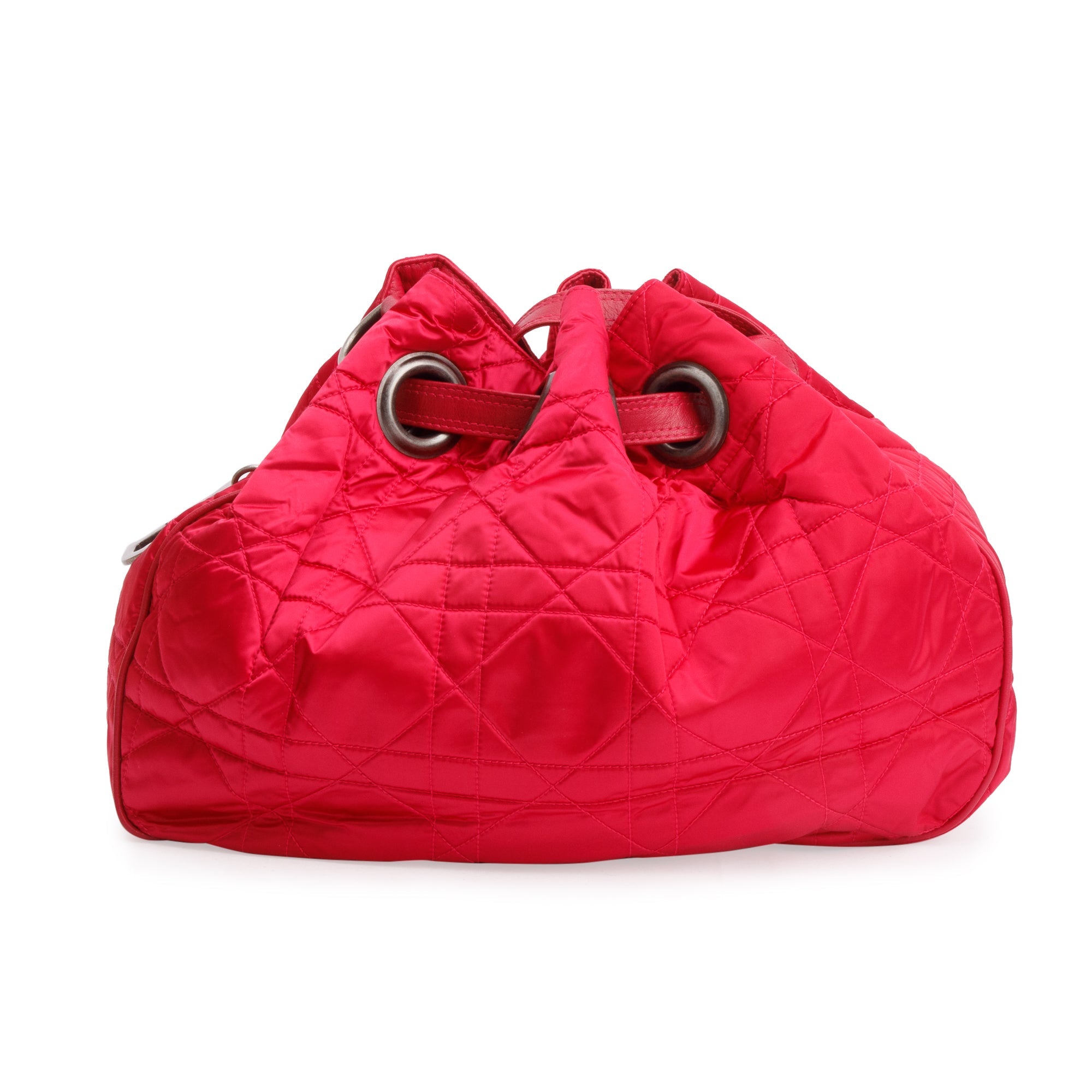 Christian Dior Pink Satin Cannage Drawstring Bag