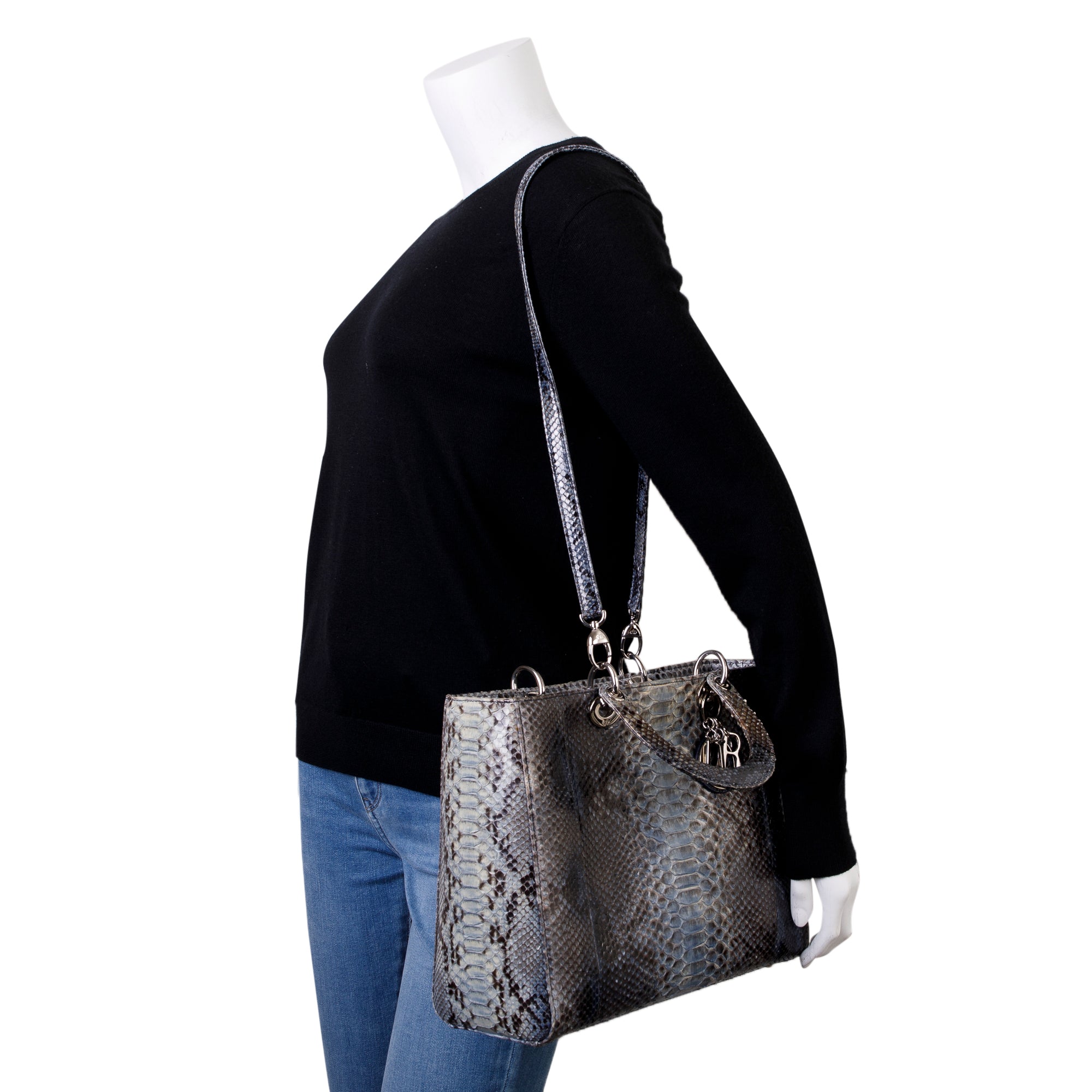 Christian Dior Python Large Lady Dior Bag w/ Srap