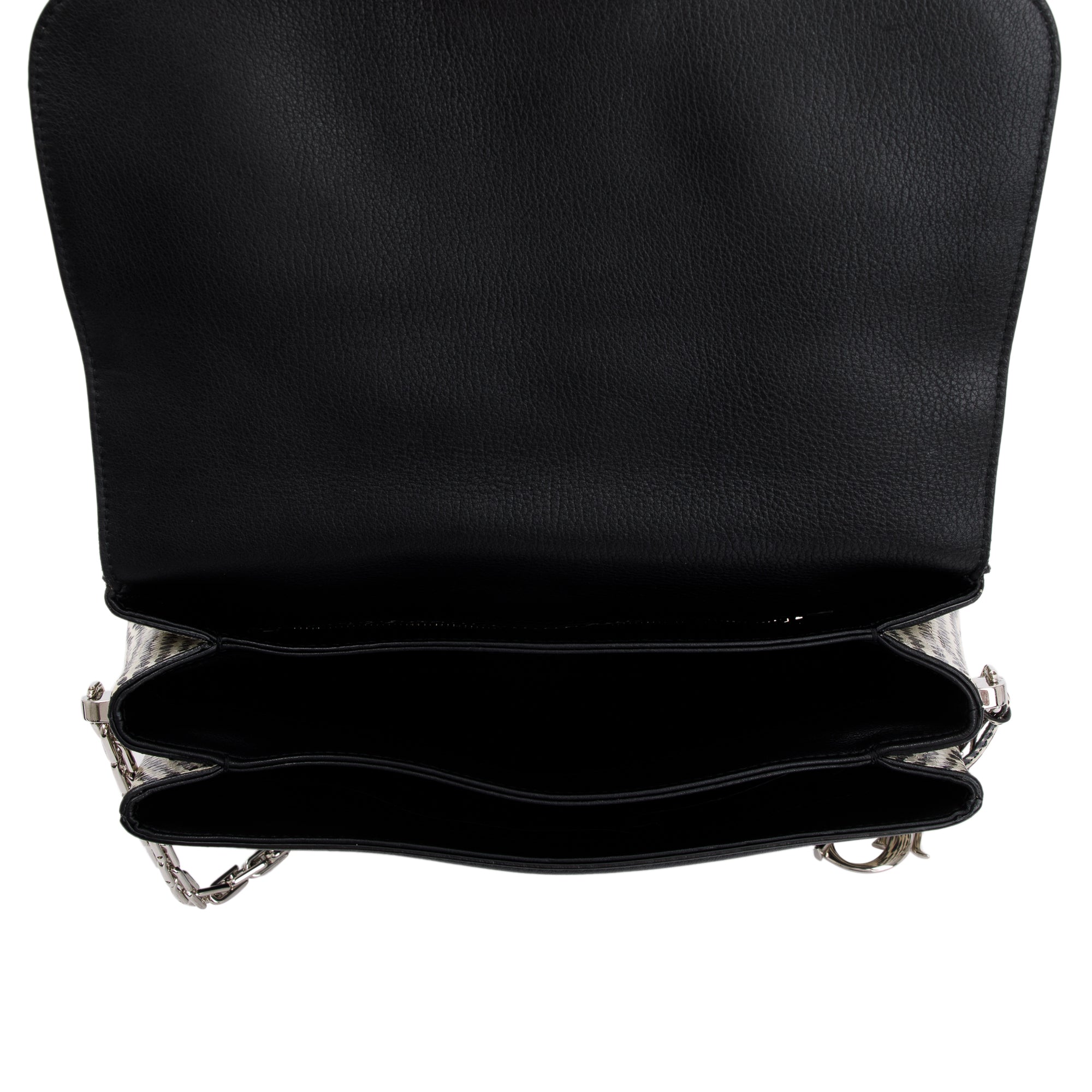 Christian Dior Python-Trimmed Black Calfskin Leather Large Diorling Bag