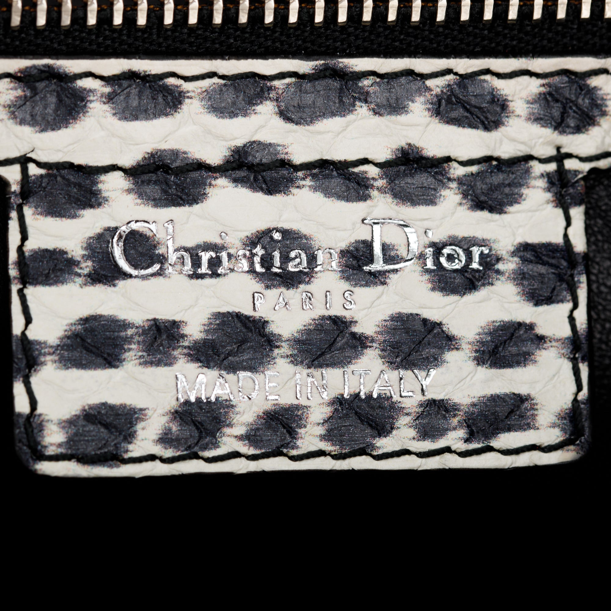 Christian Dior Python-Trimmed Black Calfskin Leather Large Diorling Bag