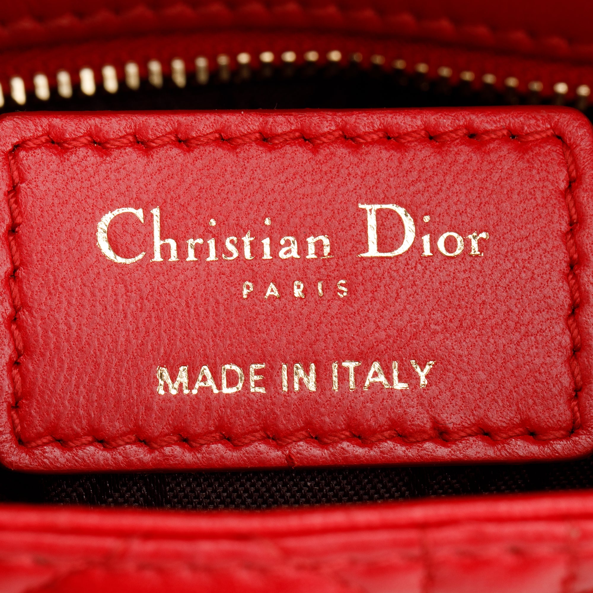 Christian Dior Red Cannage Lambskin Leather Small Lady Dior My AbCDior Bag w/ Strap & Box