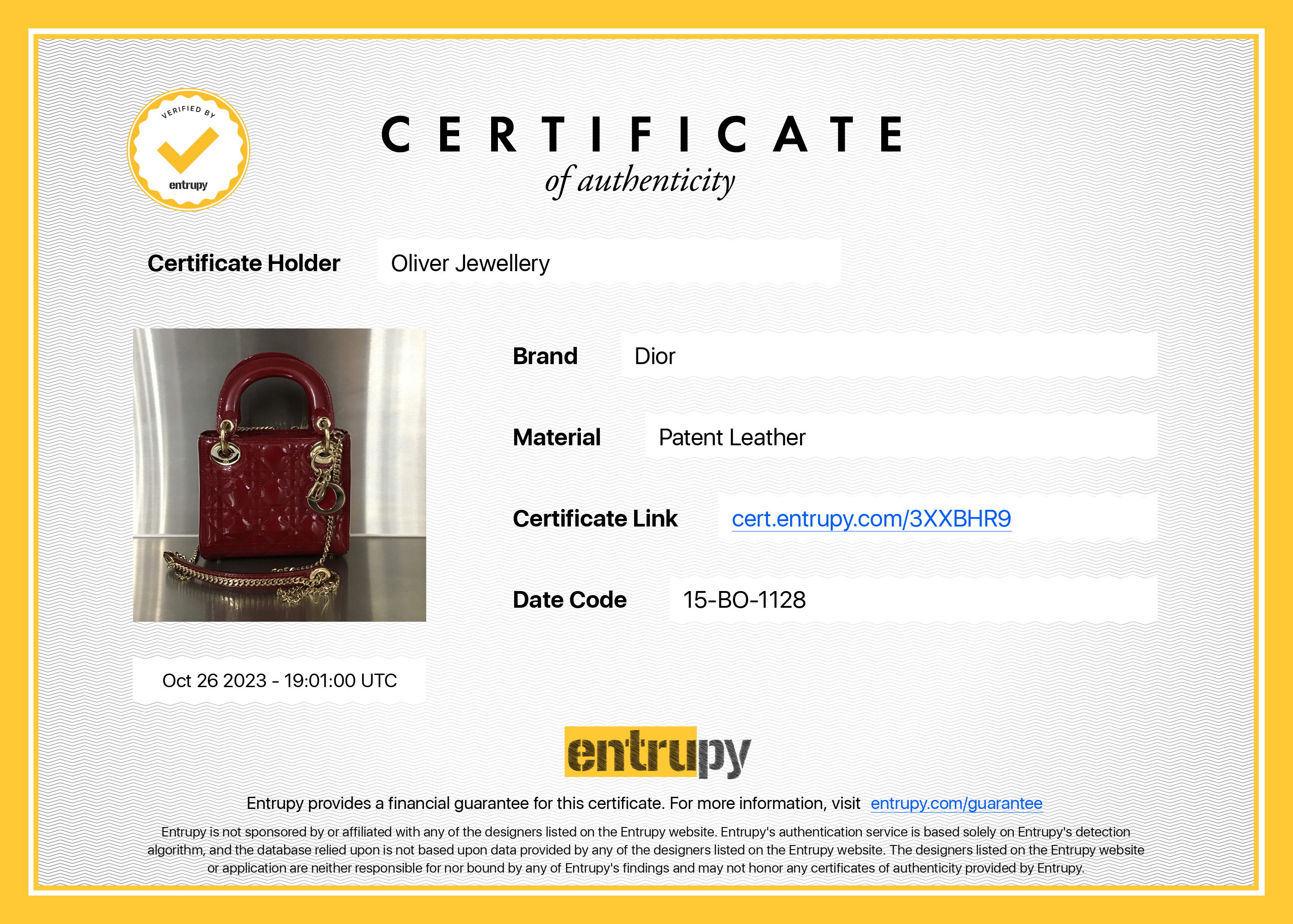 Christian Dior Red Cannage Patent Leather Mini Lady Dior Bag w/ Strap