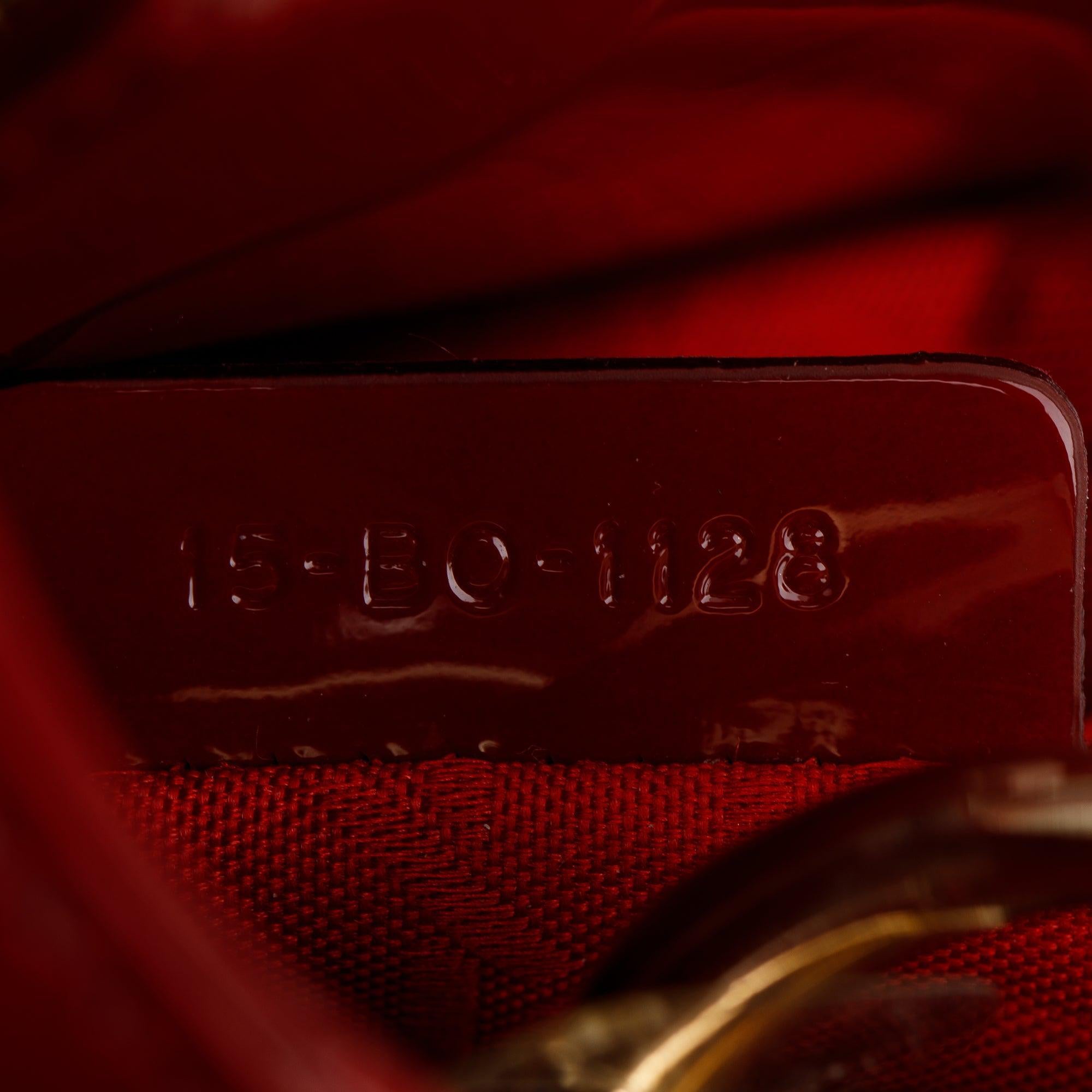 Christian Dior Red Cannage Patent Leather Mini Lady Dior Bag w/ Strap