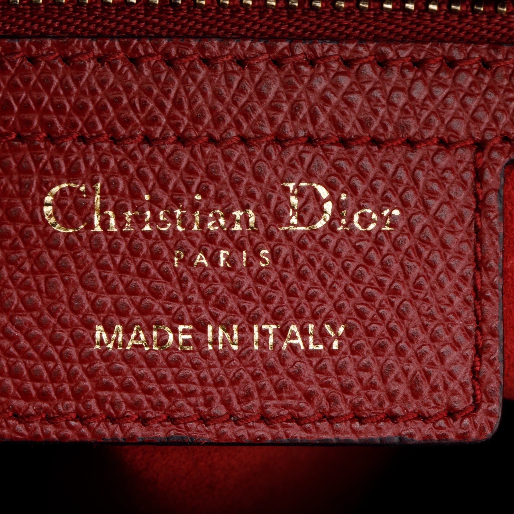 Christian Dior Red Grained Calfskin Leather Saddle Bag