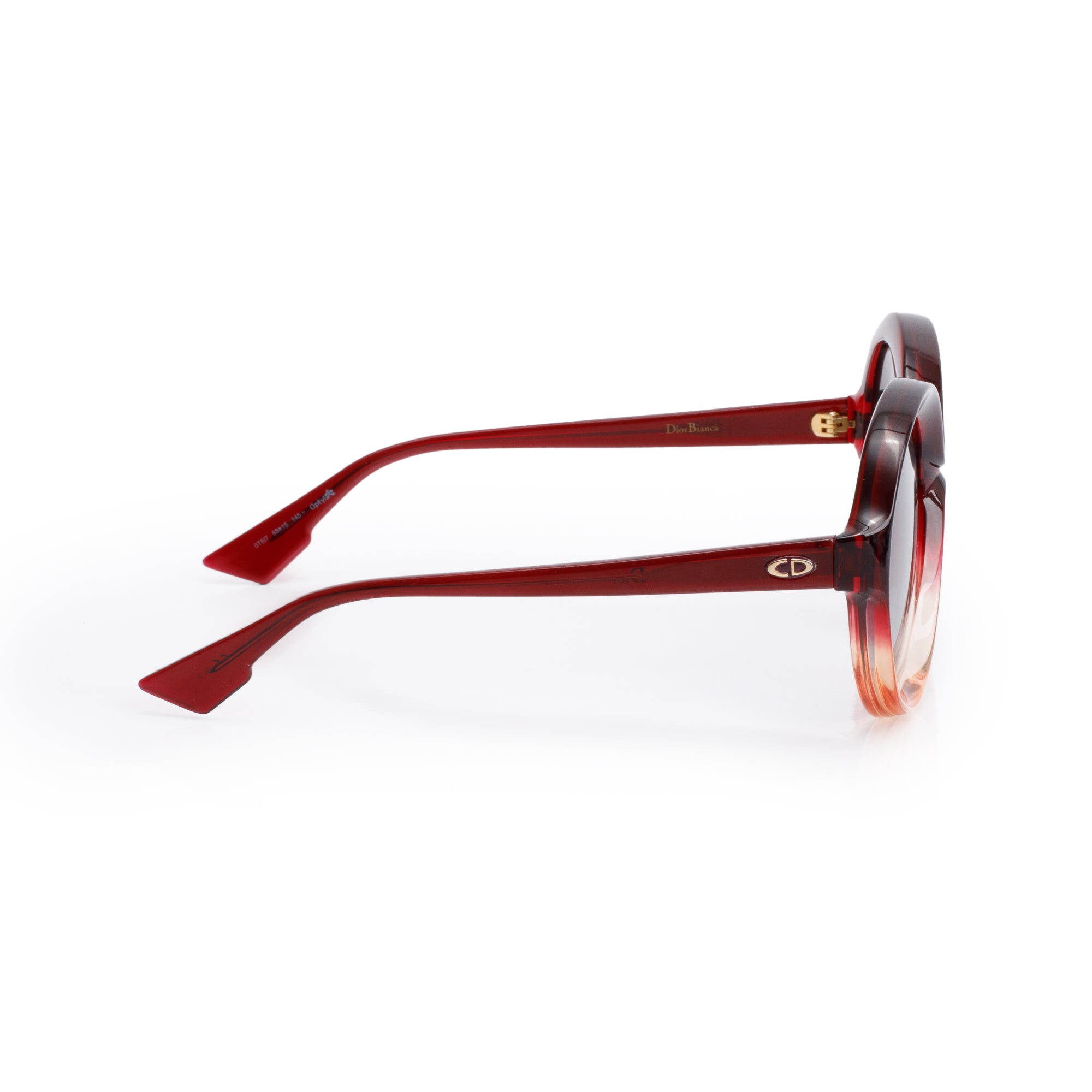 Christian Dior Red Ombre Acetate DiorBianca Round Oversized Sunglasses w/ Box & Case