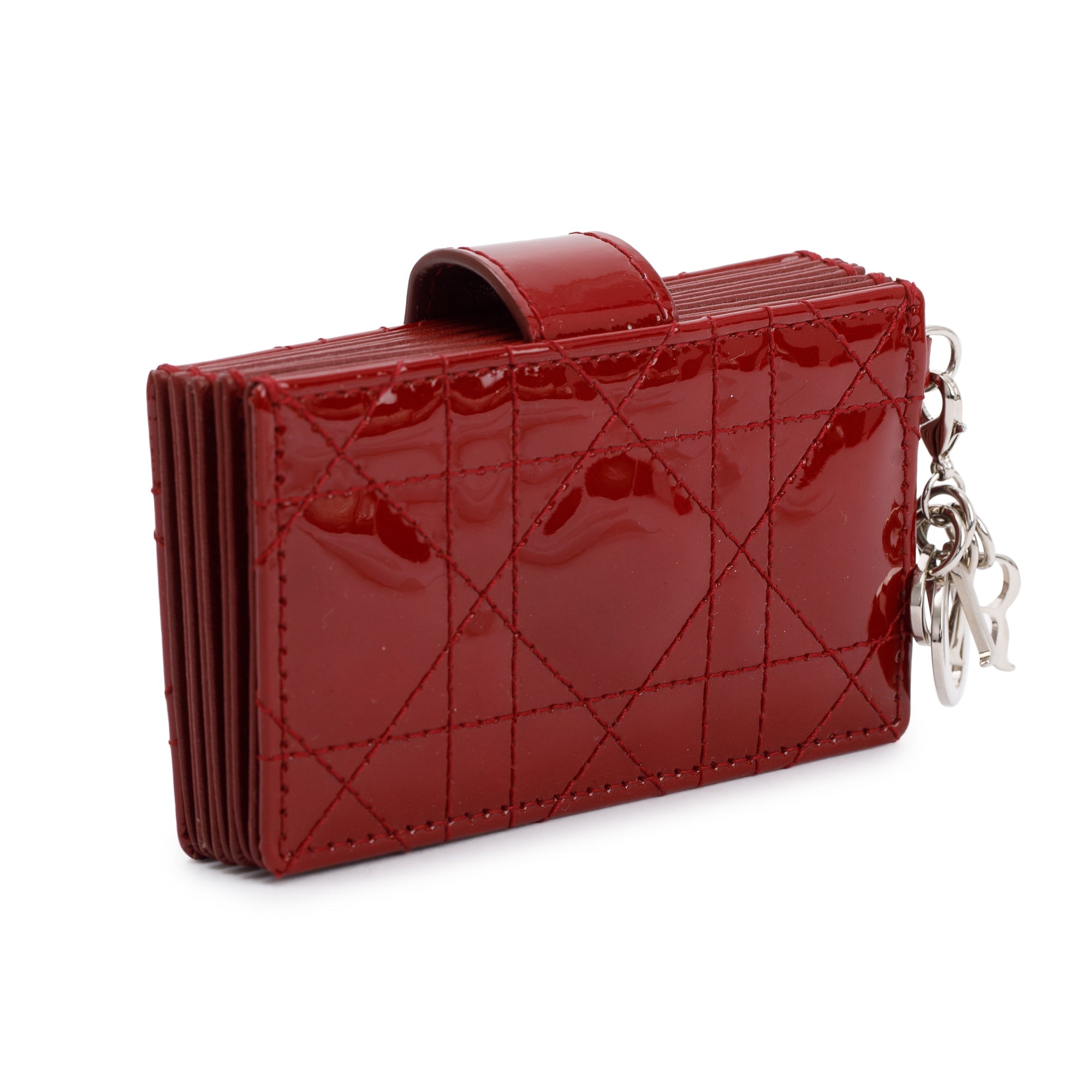 Christian Dior Red Patent Lady Dior 5-Gusset Card Holder