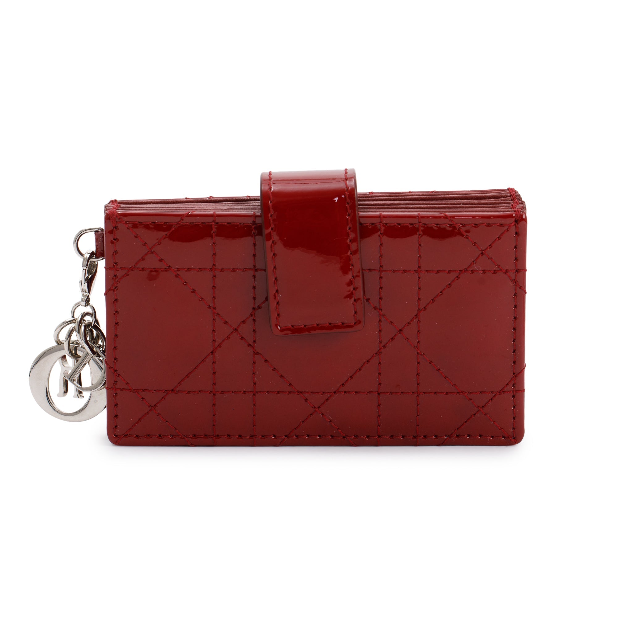 Christian Dior Red Patent Lady Dior 5-Gusset Card Holder