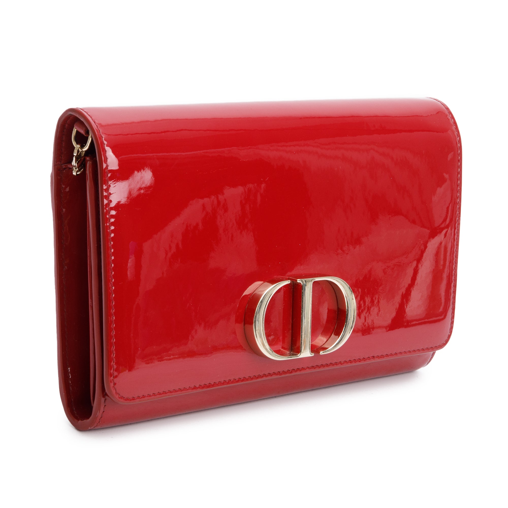 Christian Dior Red Patent Leather 30 Montaigne Wallet on Chain