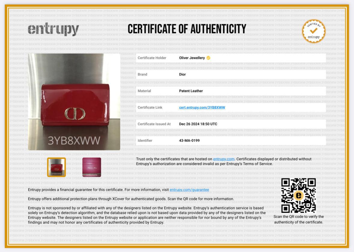 Christian Dior Red Patent Leather 30 Montaigne Wallet on Chain