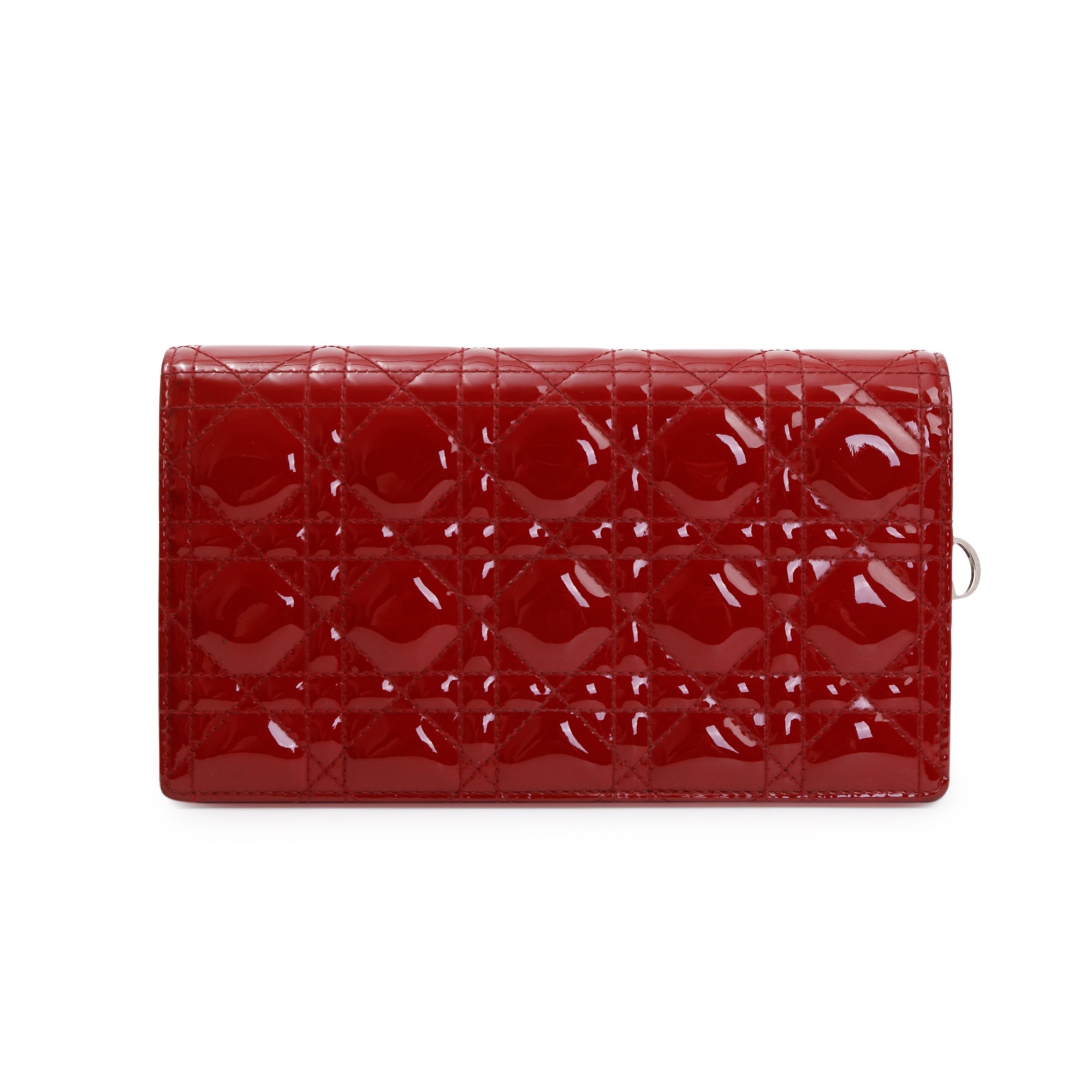 Christian Dior Red Patent Leather Lady Dior Chain Pouch w/ Inserts