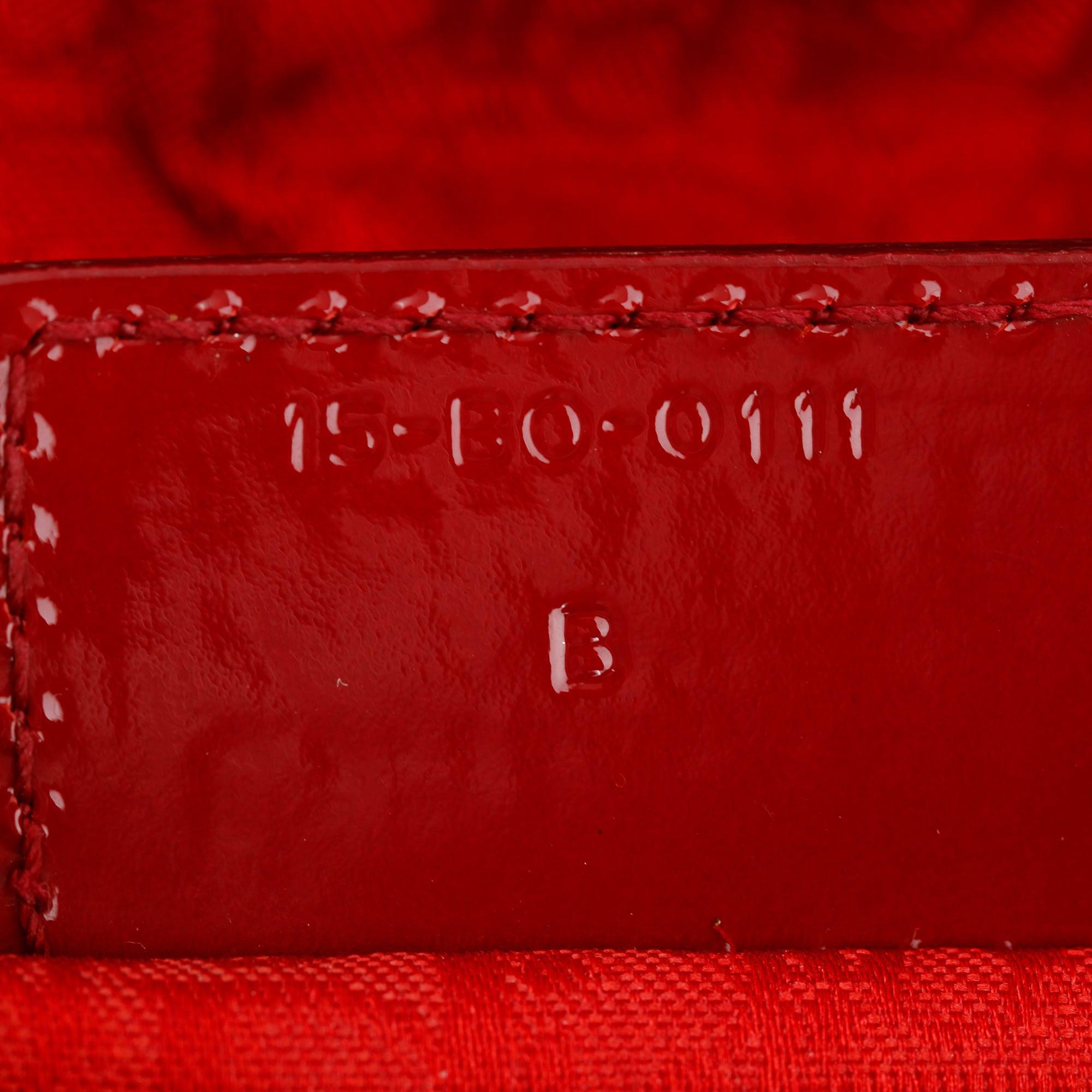 Christian Dior Red Patent Leather Large Lady Dior Bag w/ Strap