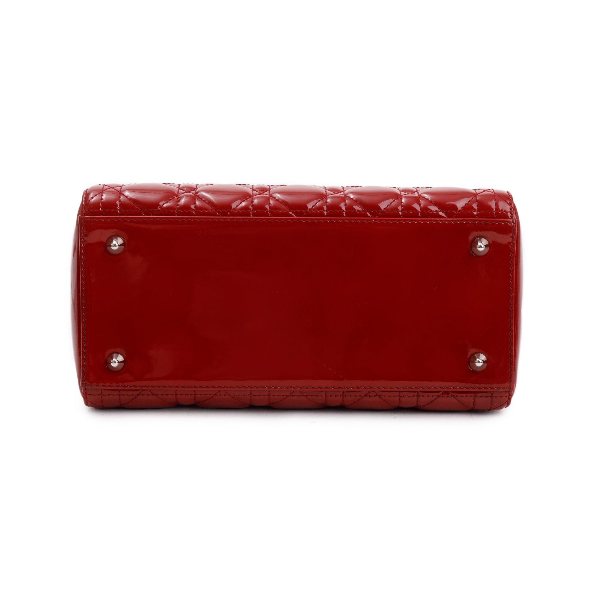 Christian Dior Red Patent Leather Medium Lady Dior Bag w/ Strap