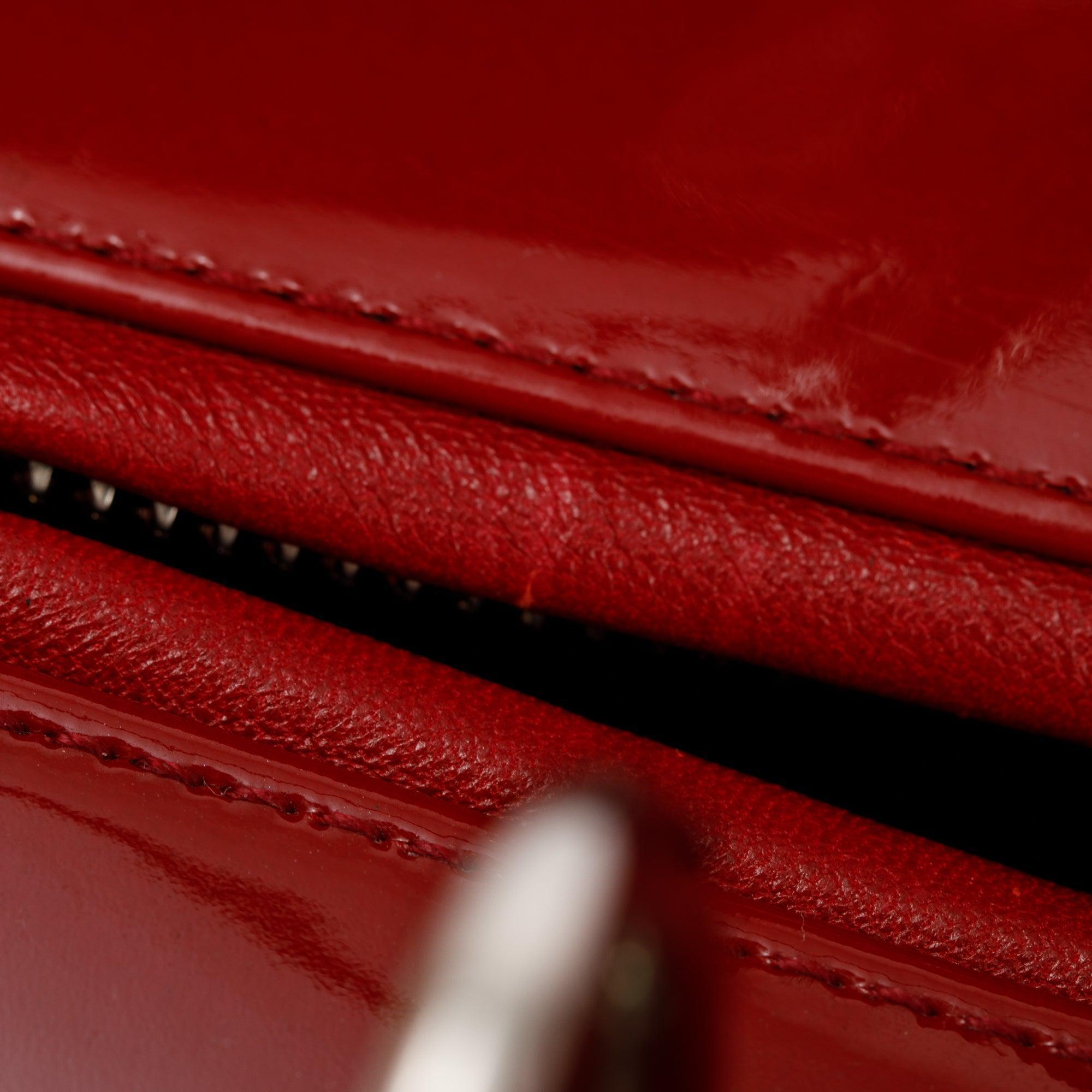 Christian Dior Red Patent Leather Medium Lady Dior Bag w/ Strap