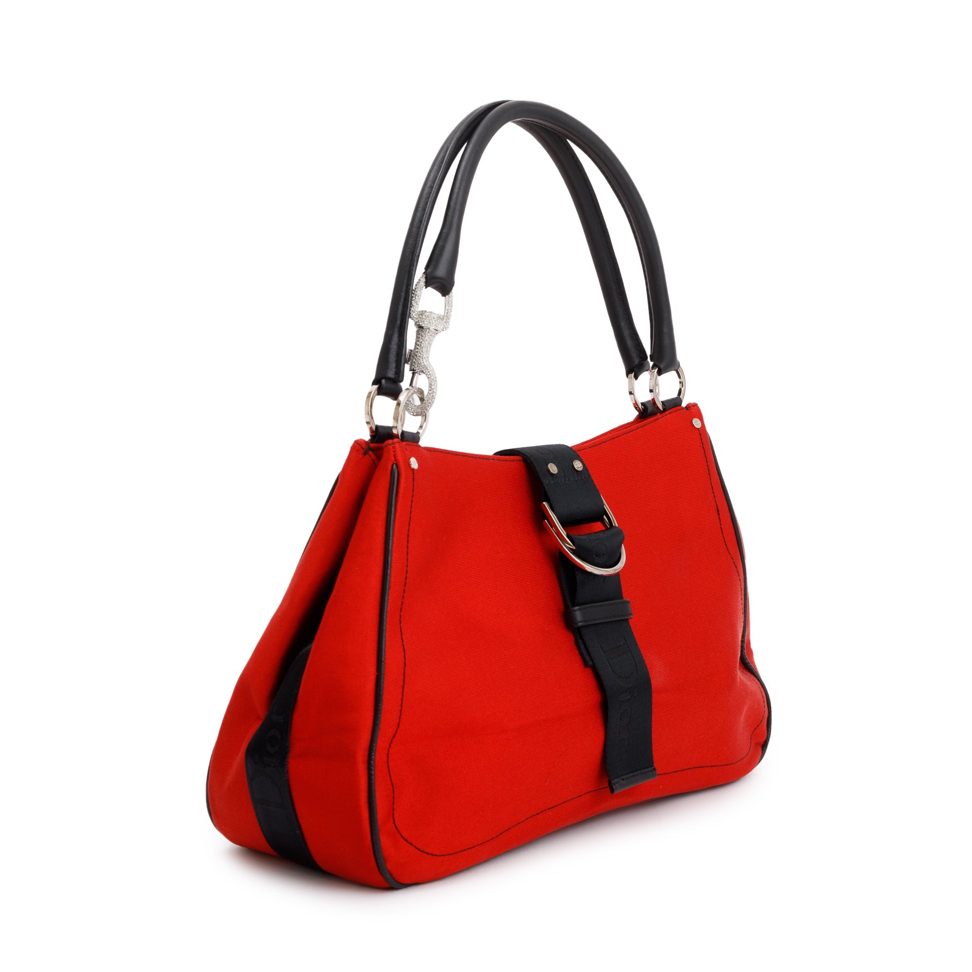 Christian Dior Red Satin Crystal Embellished Hardcore Shoulder Bag w/ Authenticity Card