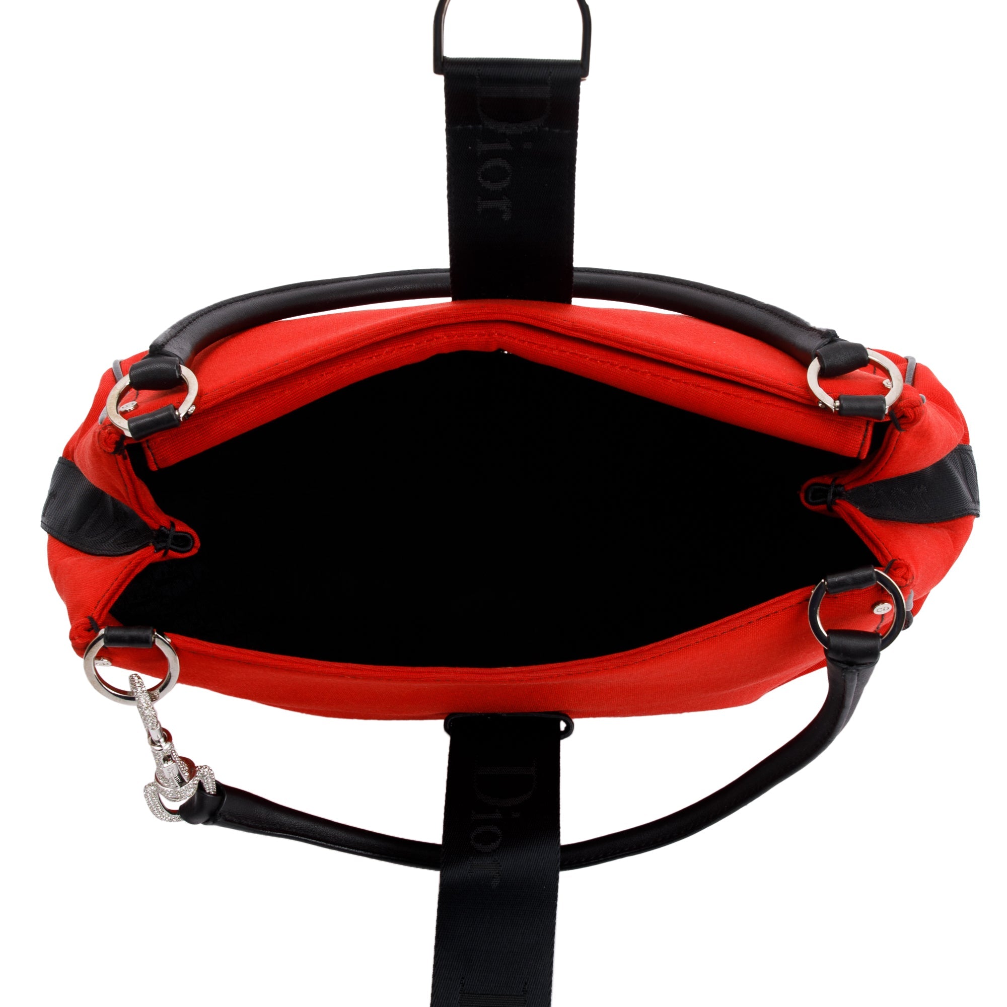 Christian Dior Red Satin Crystal Embellished Hardcore Shoulder Bag w/ Authenticity Card