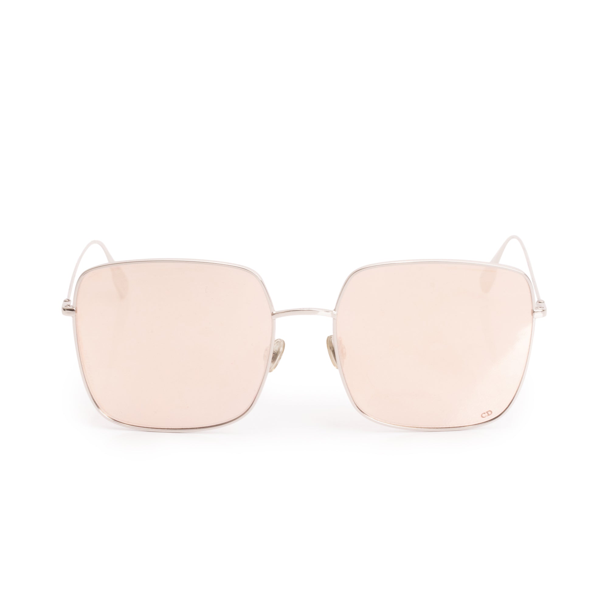 Christian Dior Silver Metal Stellaire 1 Square Sunglasses w/ Case