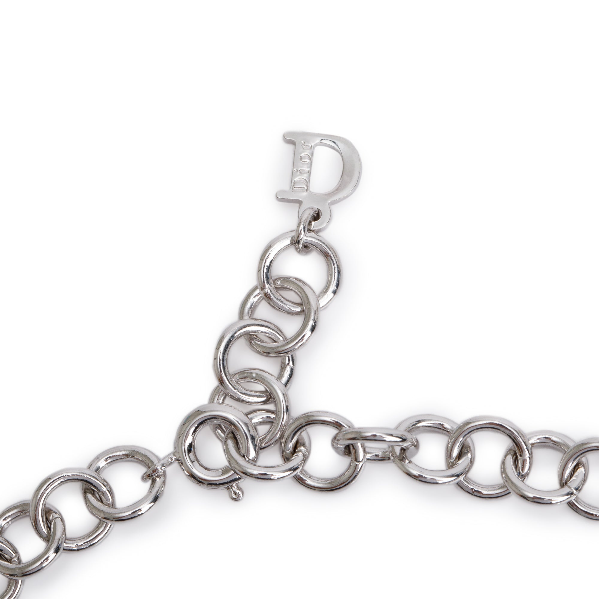 Christian Dior Silver Plated Heart Lock & Key Necklace