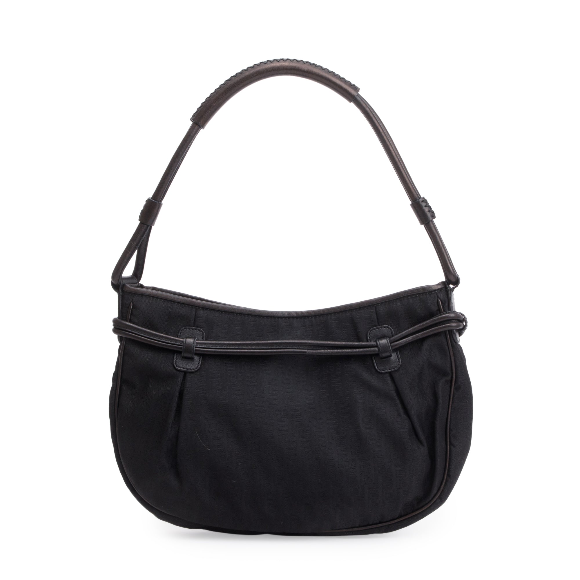 Christian Dior Vintage Black Diorissimo Nylon Bow Charm Bucket Bag