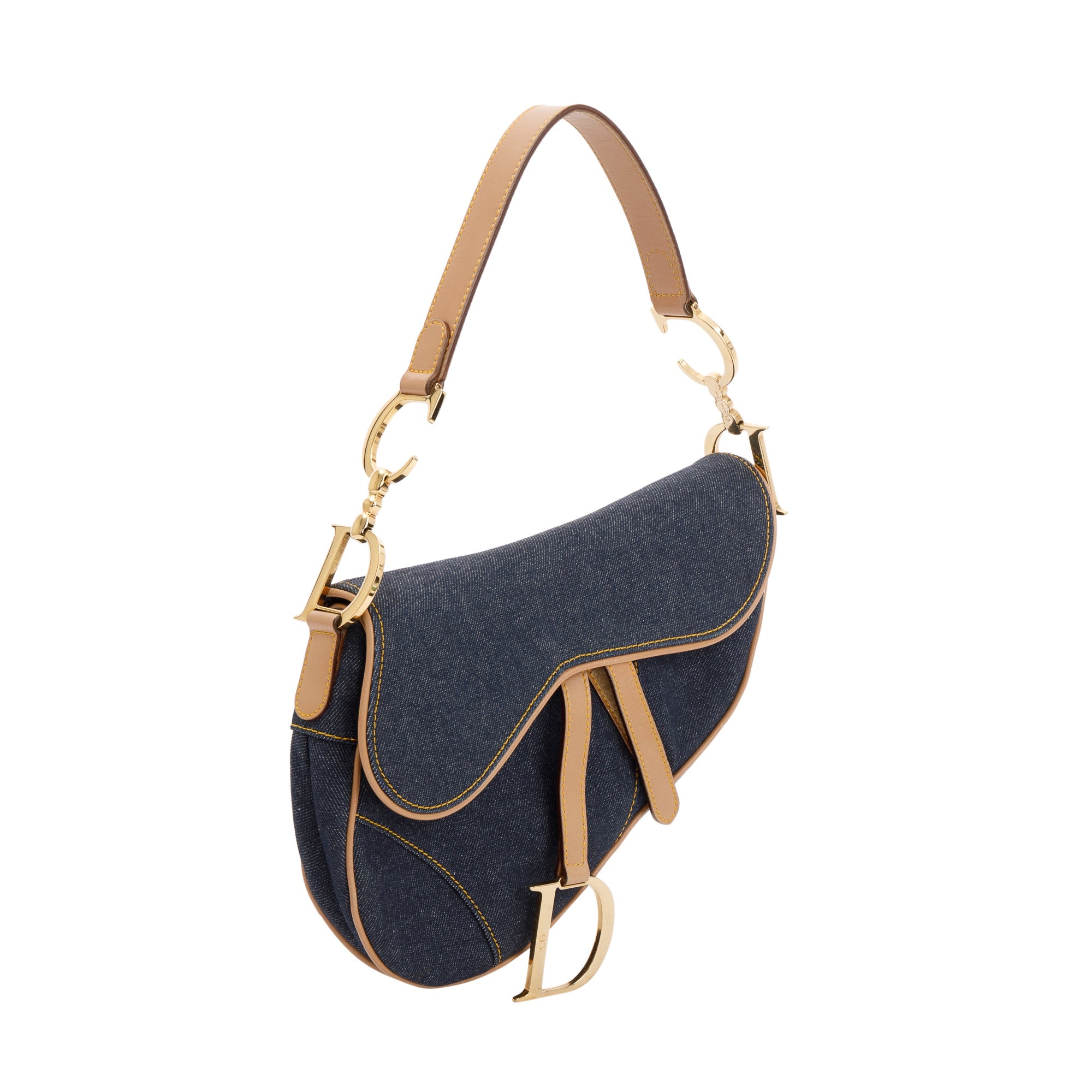 Christian Dior Vintage Blue Denim Saddle Bag