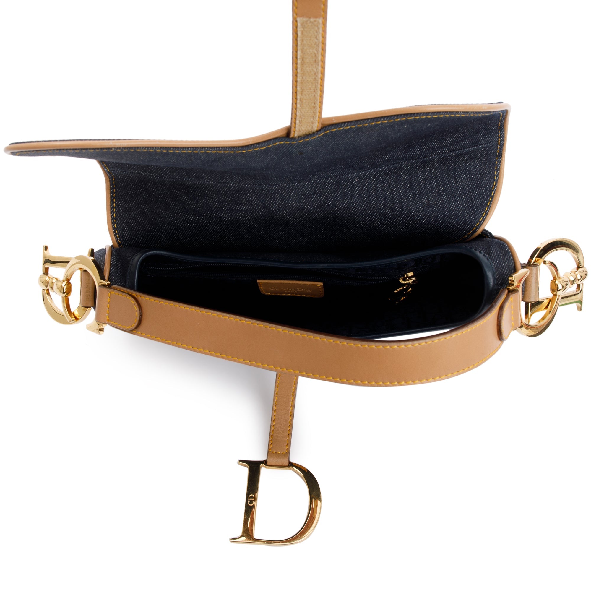 Christian Dior Vintage Blue Denim Saddle Bag