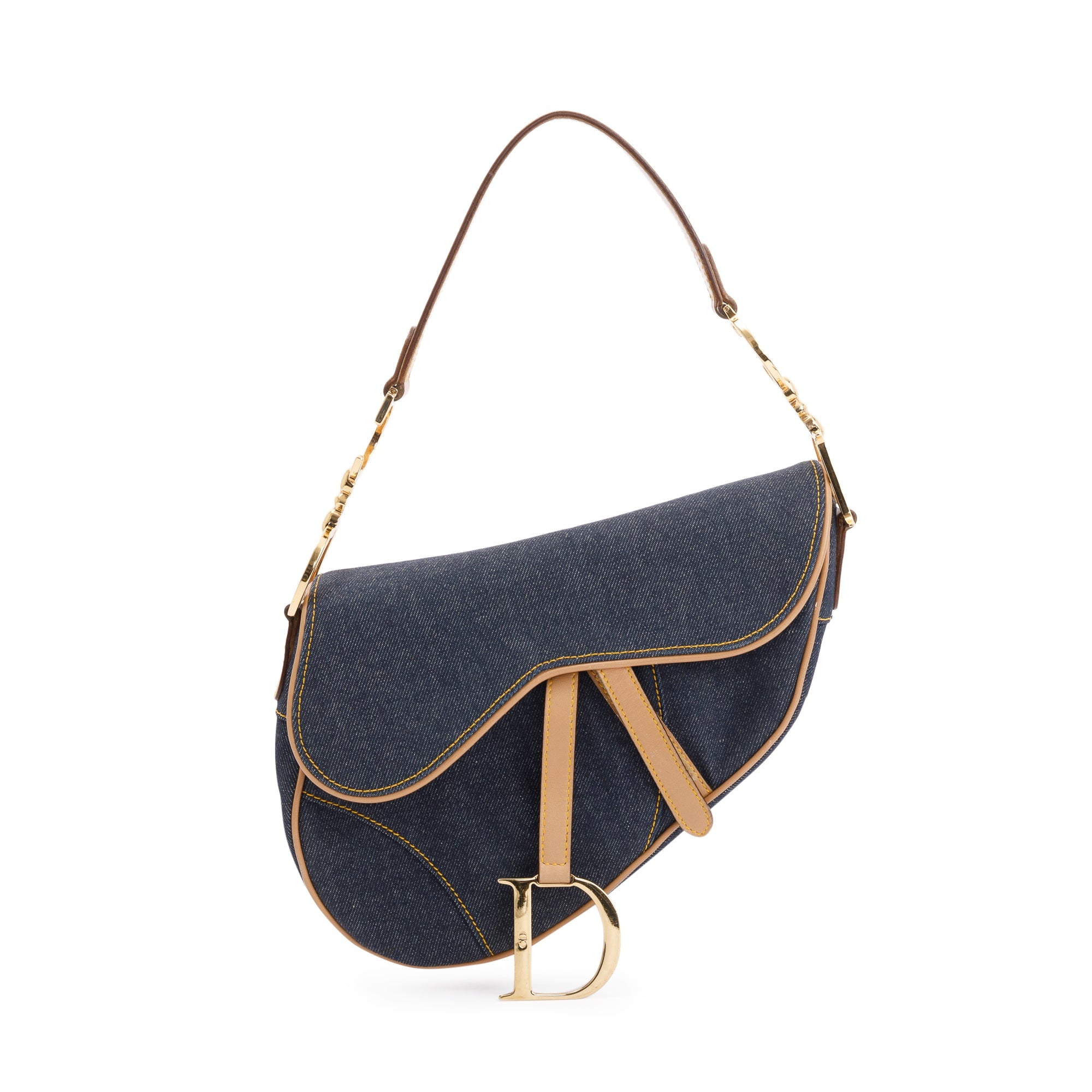 Christian Dior Vintage Blue Denim Saddle Bag