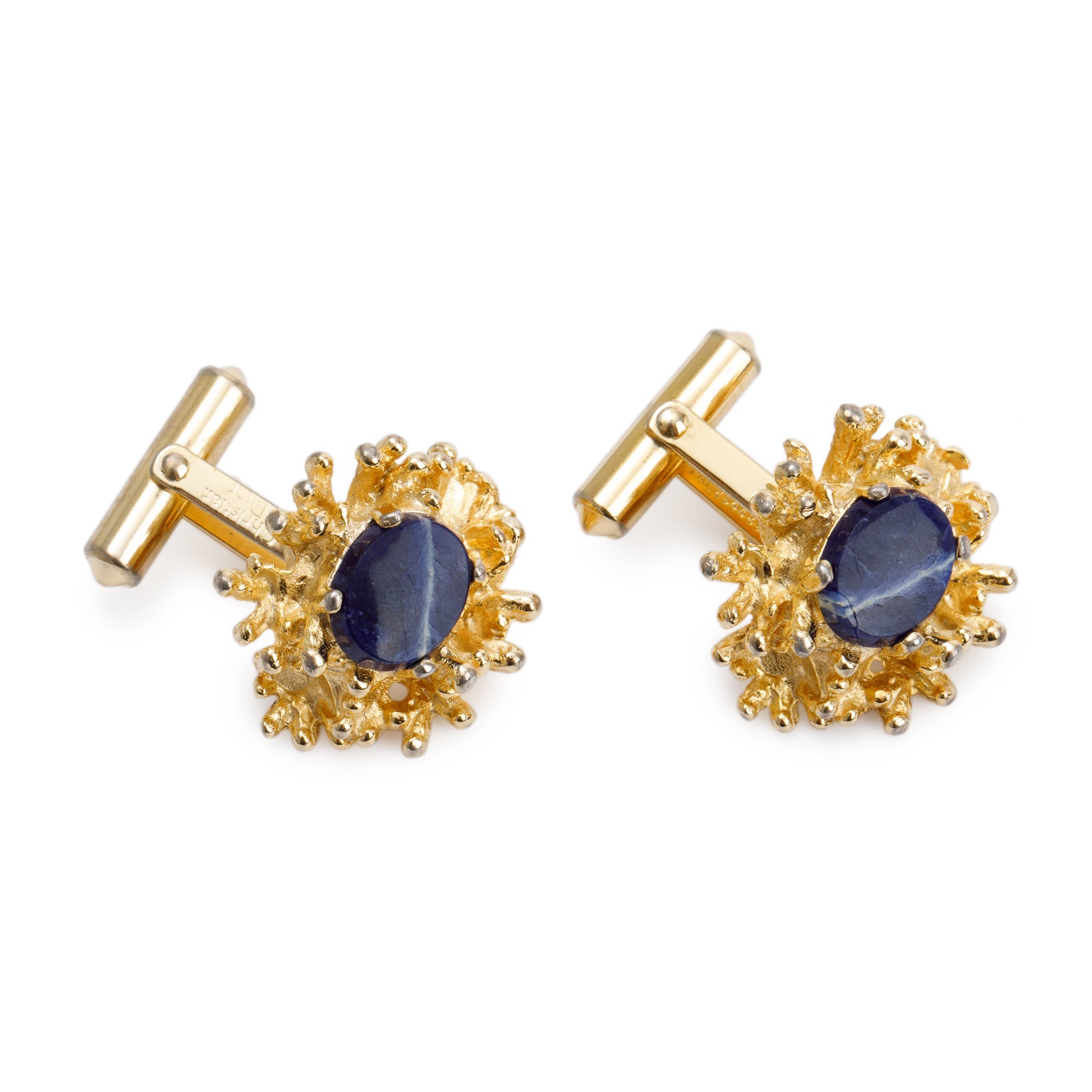 Christian Dior Vintage Gold Plated Blue Sodalite Cufflinks