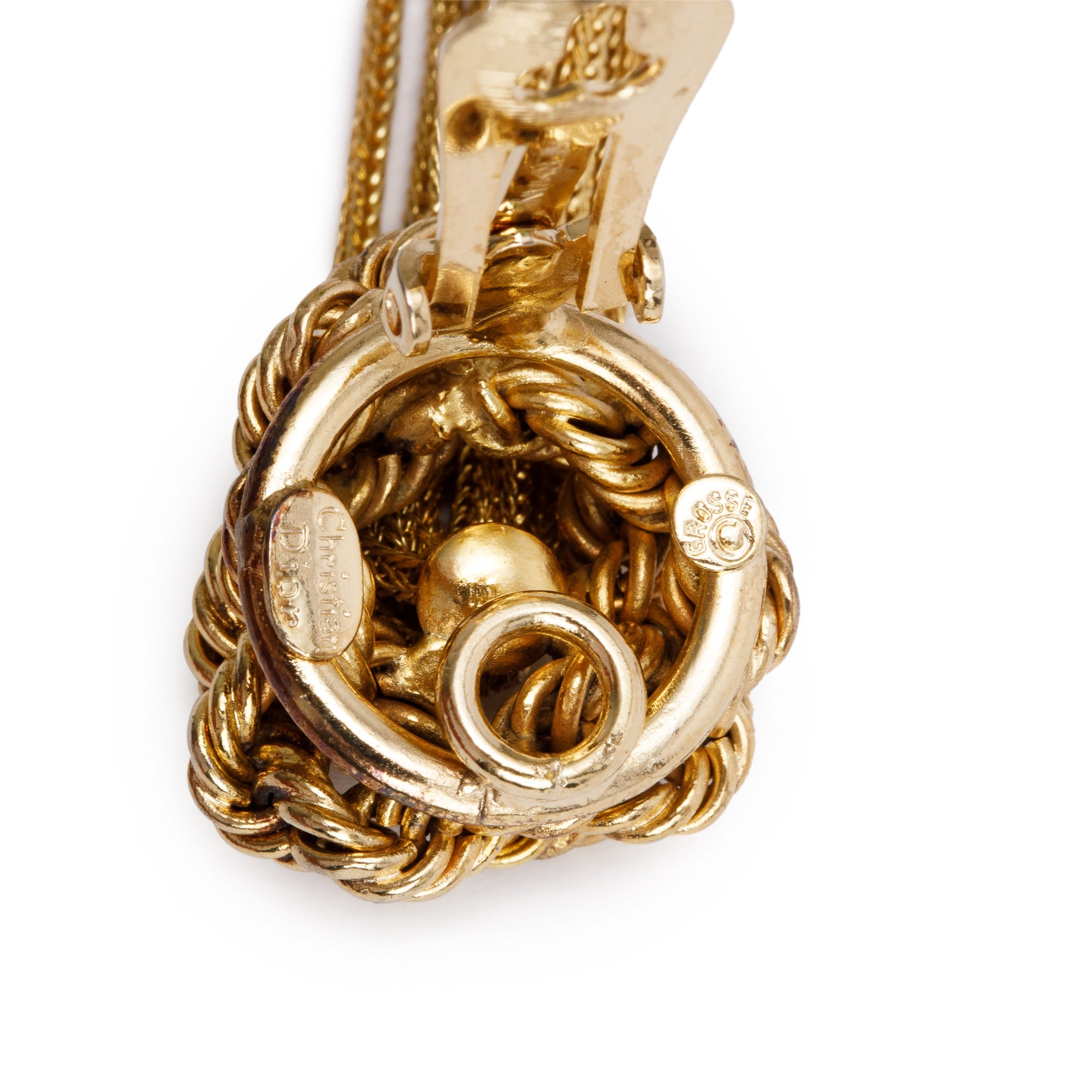 Christian Dior Vintage Gold Plated Clip-On Tassel Drop Earrings