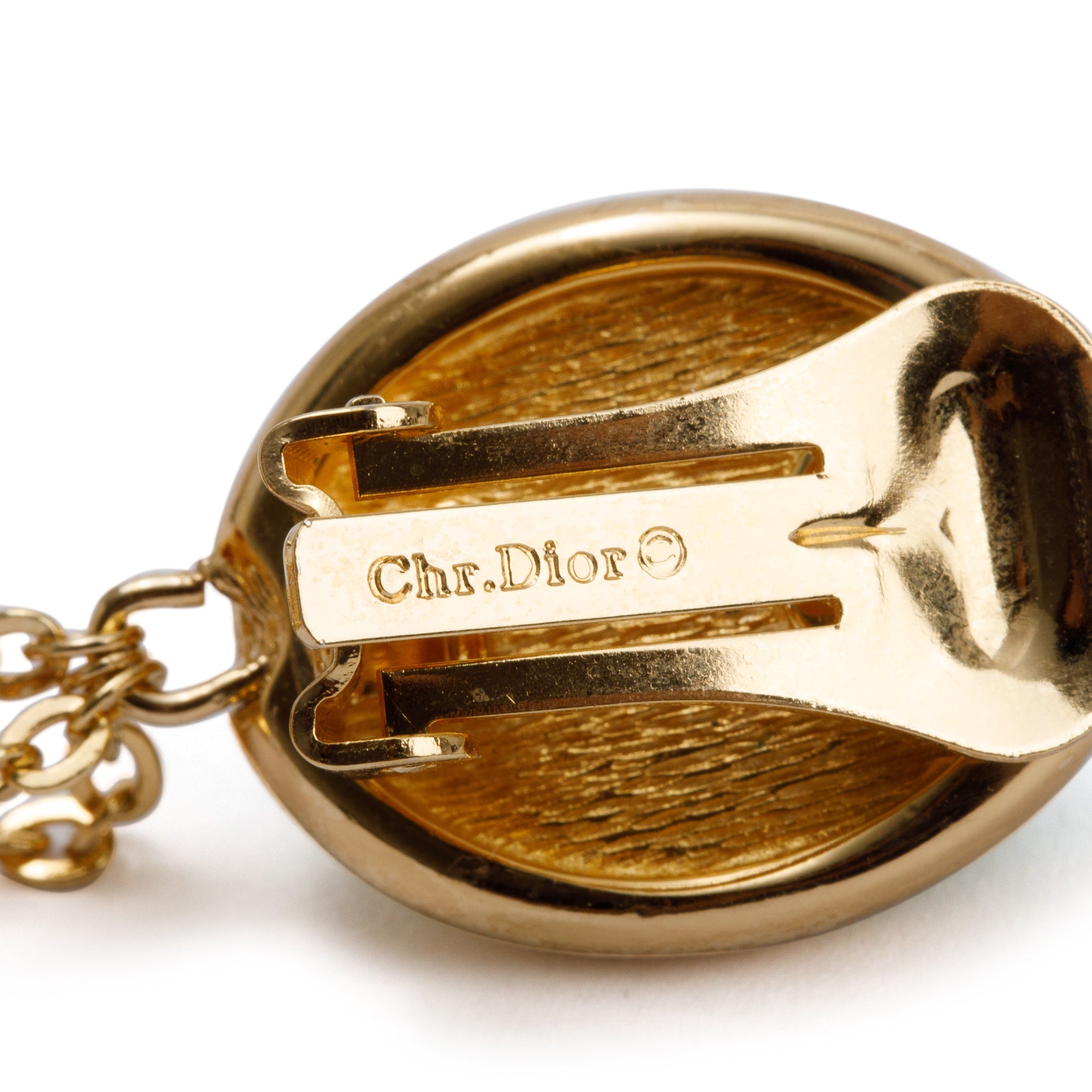 Christian Dior Vintage Gold Plated Gripoix Clip-On Drop Earrings