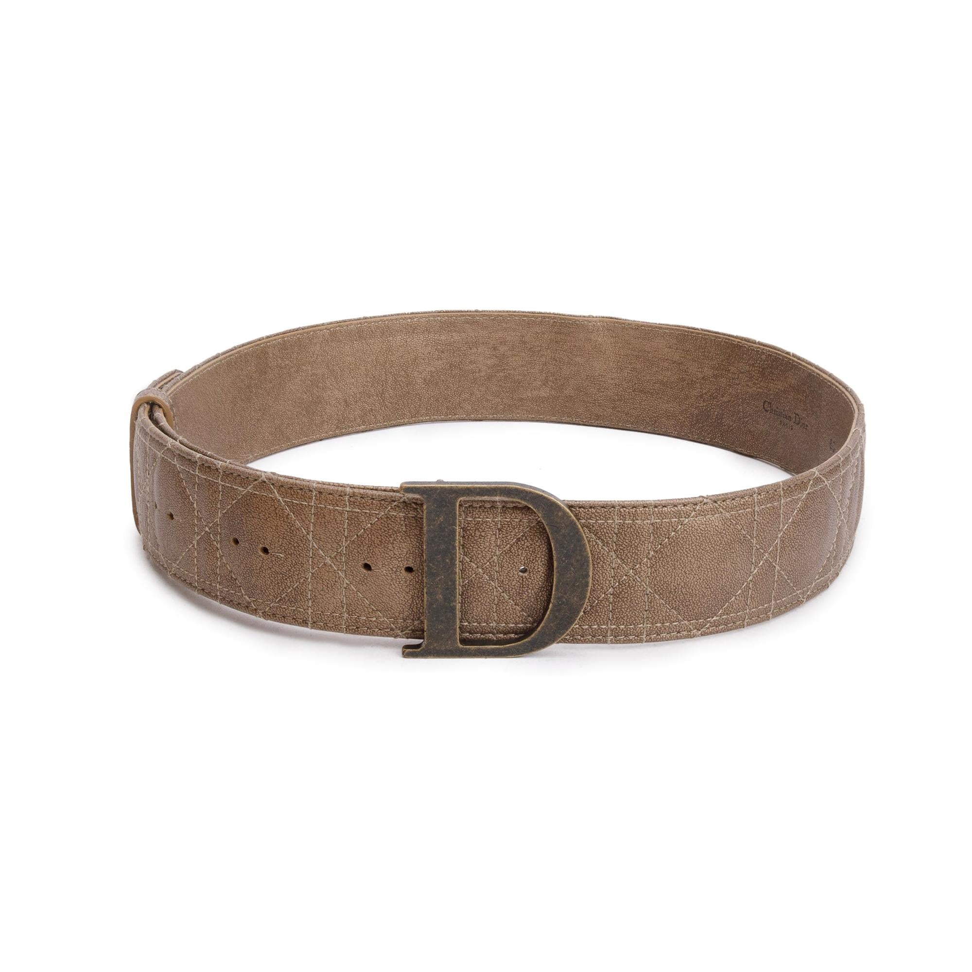Christian Dior Vintage Metallic Brown Cannage Leather Belt 80