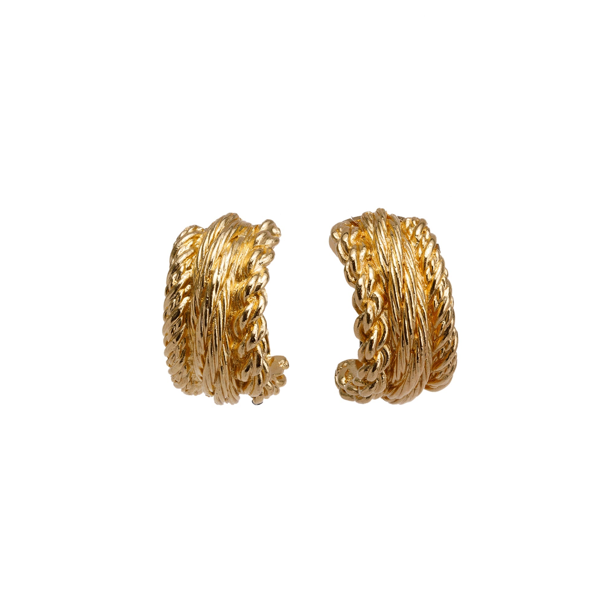 Christian Dior Vintage Rope Textured Clip-On Earrings