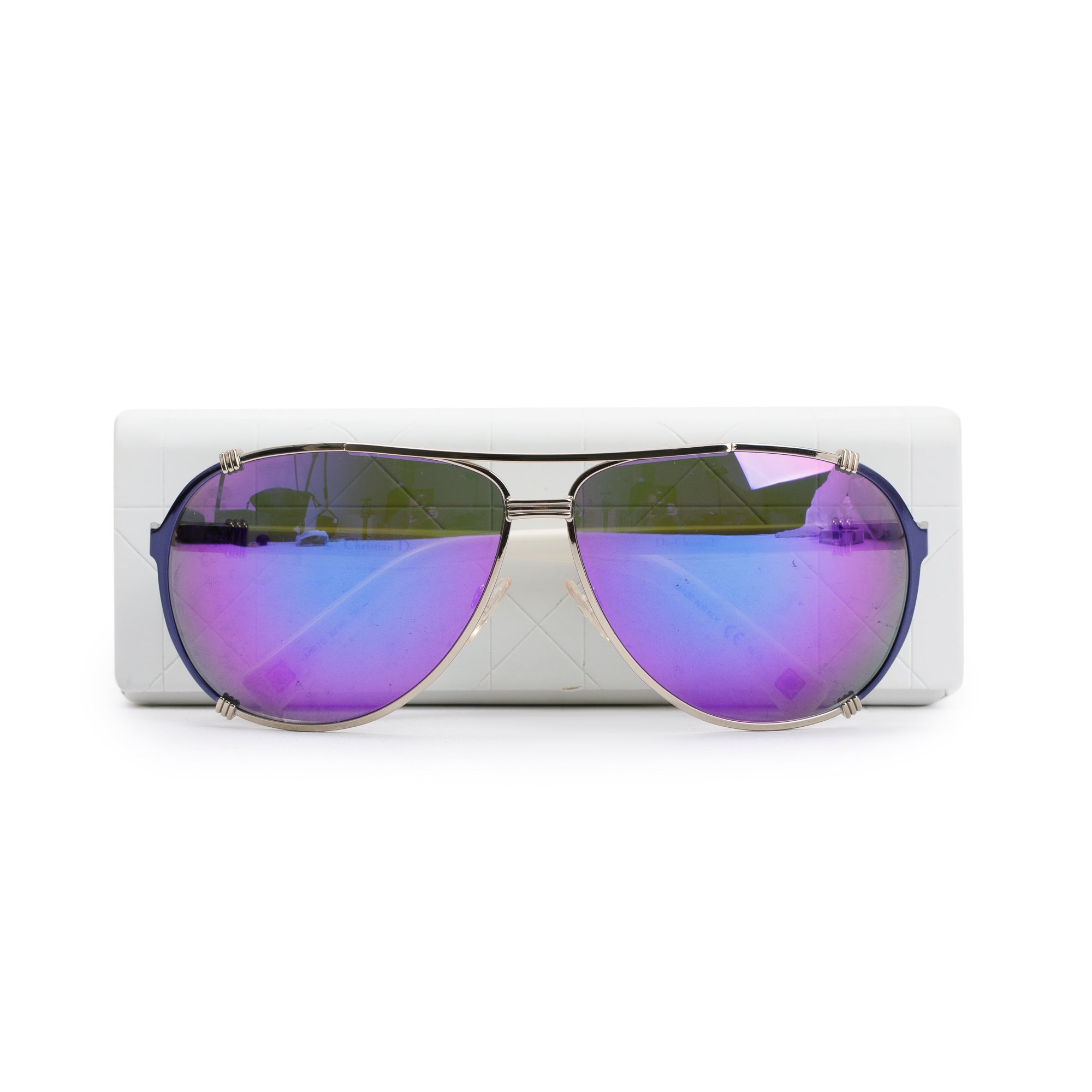 Christian Dior White Acetate DiorChicago2 Aviator Sunglasses w/ Case