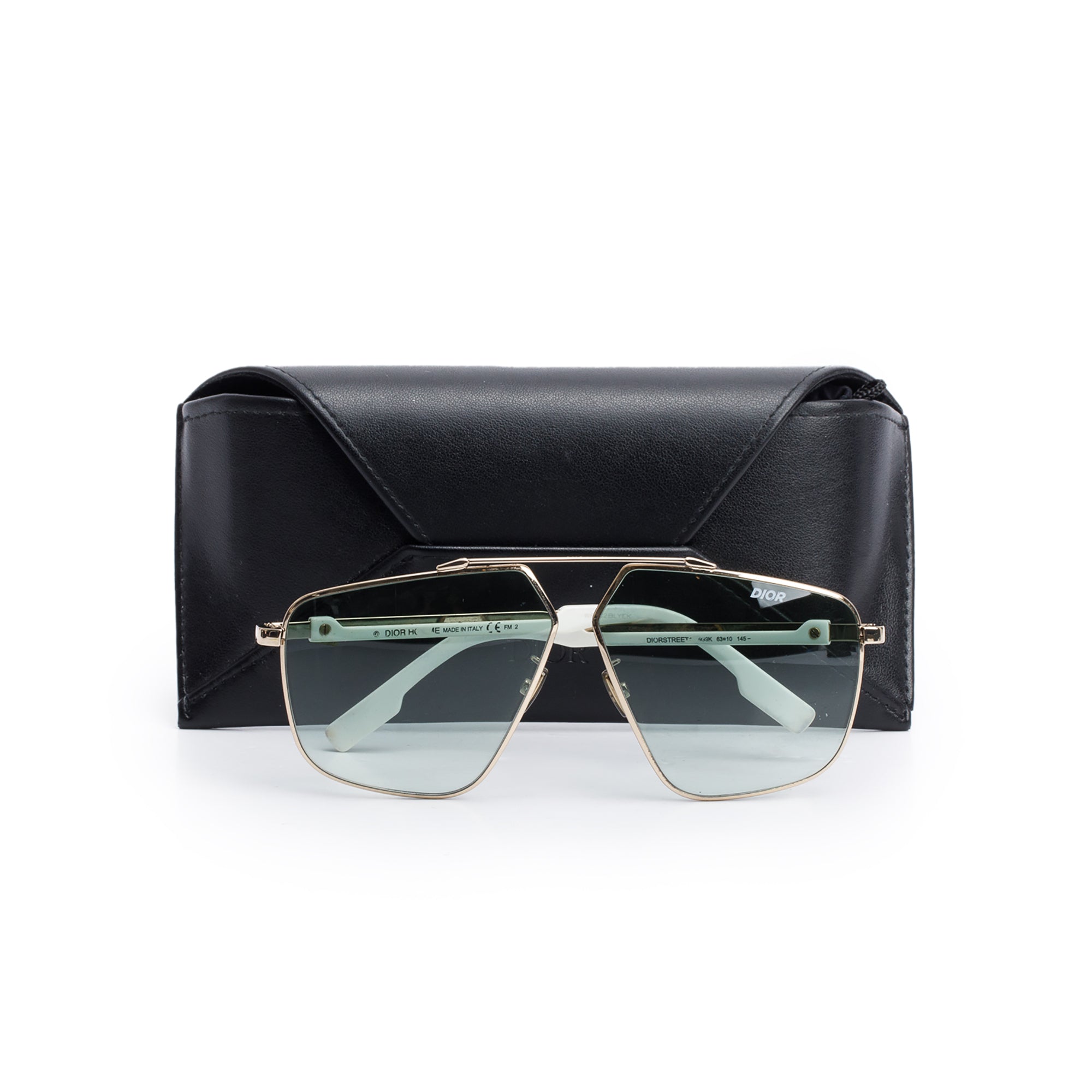 Christian Dior White Acetate DiorStreet1 Ovaersized Pilot Sunglasses w/ Case