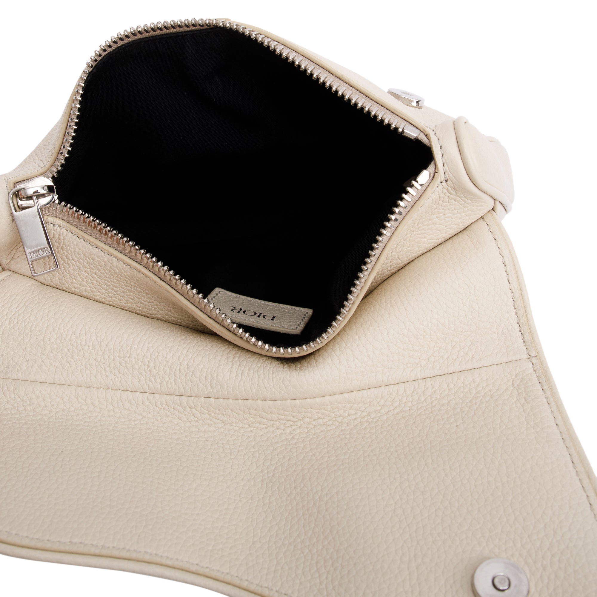 Christian Dior White Calfskin Leather Mini Saddle Crossbody Bag