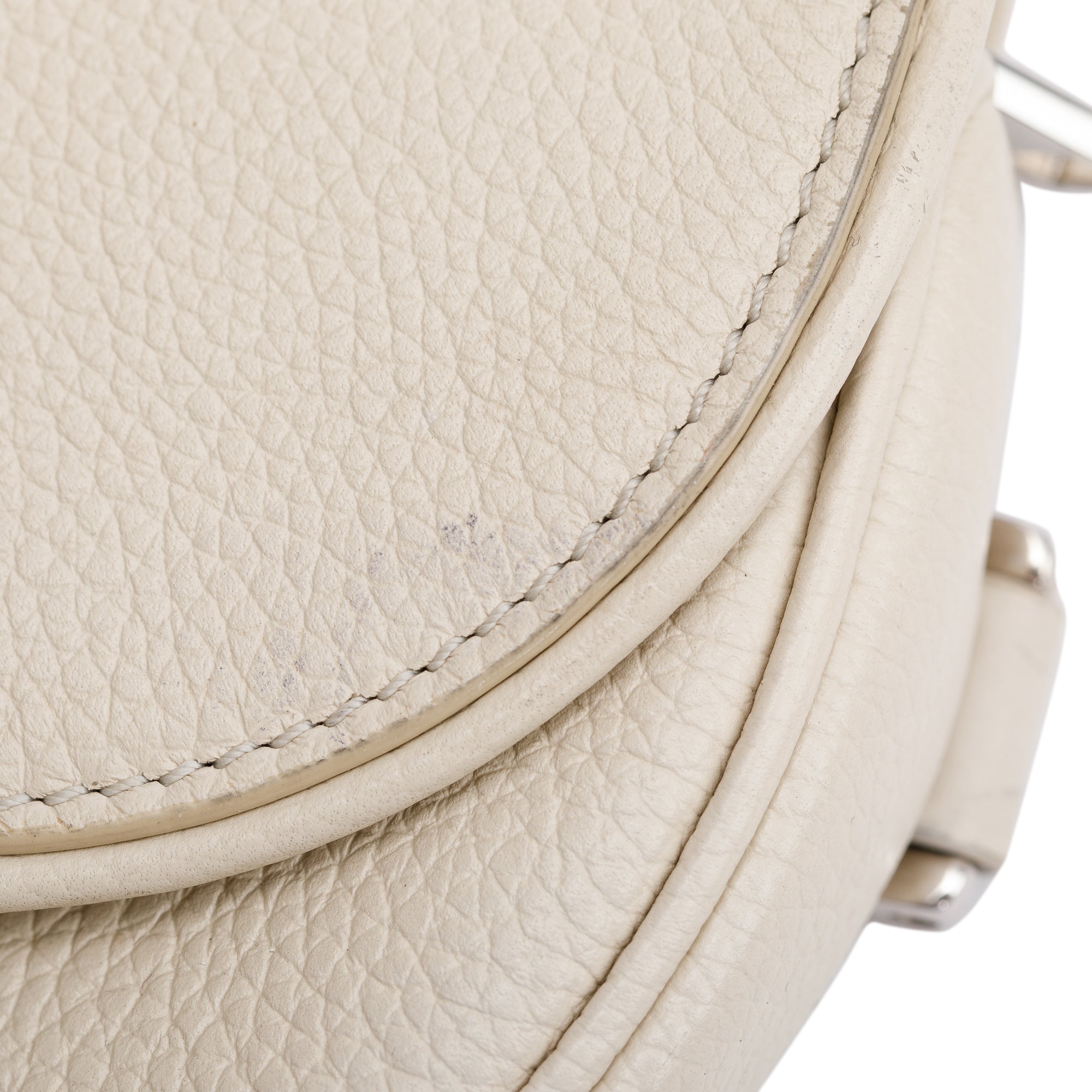 Christian Dior White Calfskin Leather Mini Saddle Crossbody Bag