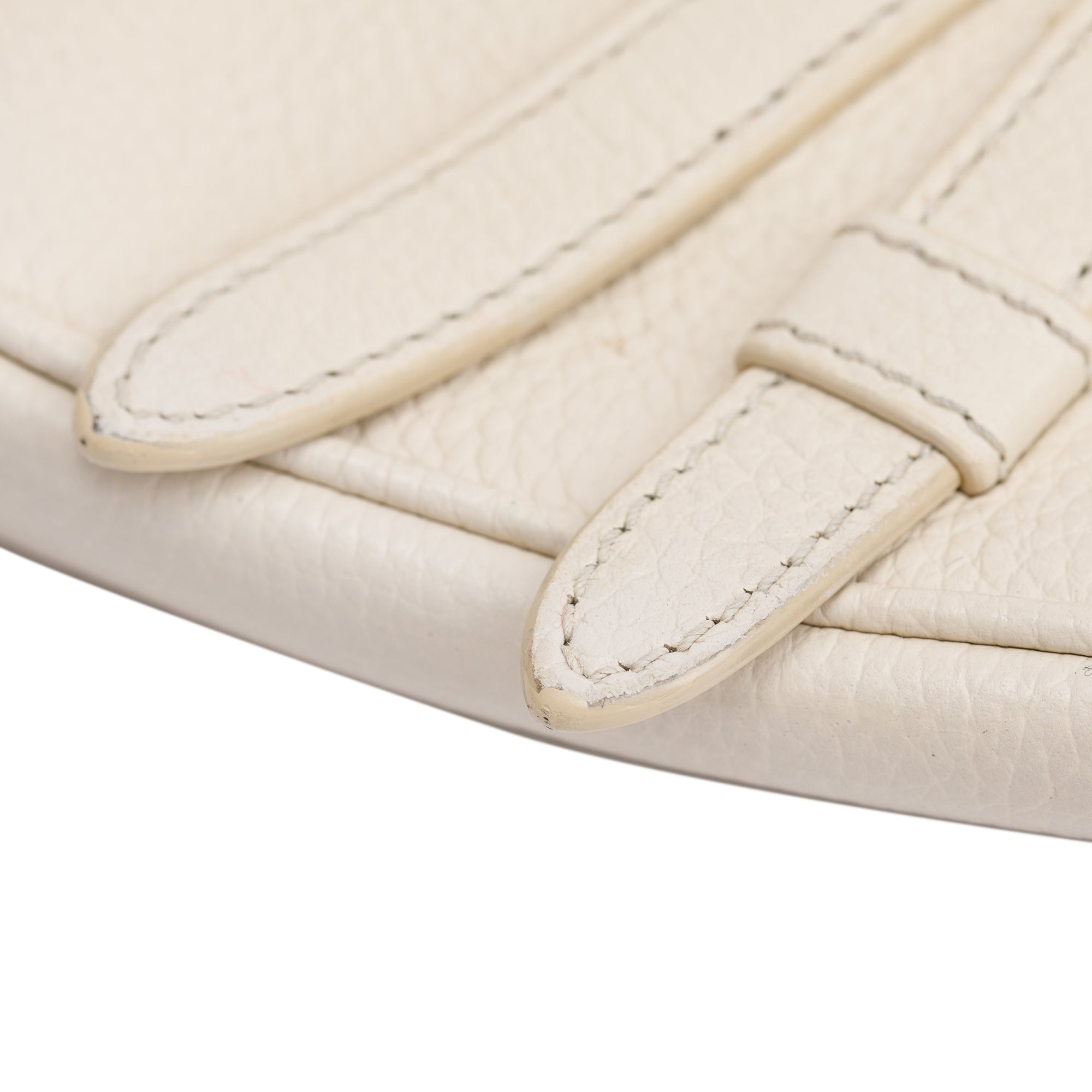 Christian Dior White Calfskin Leather Mini Saddle Crossbody Bag