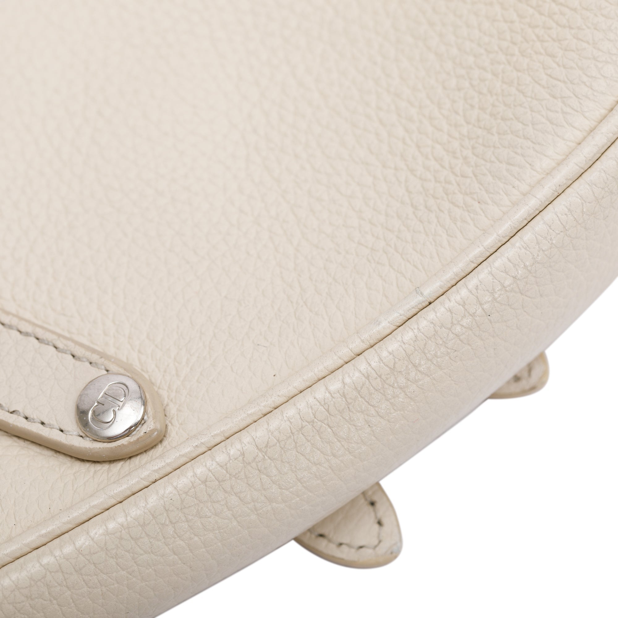 Christian Dior White Calfskin Leather Mini Saddle Crossbody Bag