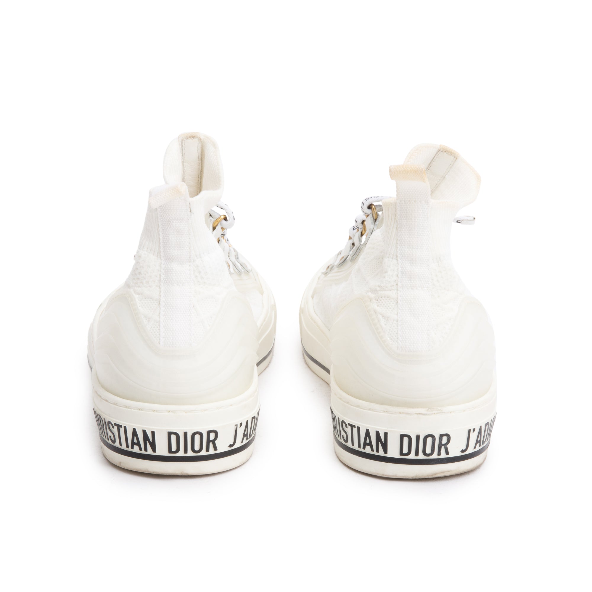 Christian Dior White Cannage Cotton Knit Canvas Rubber Walk'N'Dior High Top Sneakers, Size 39 w/ Box