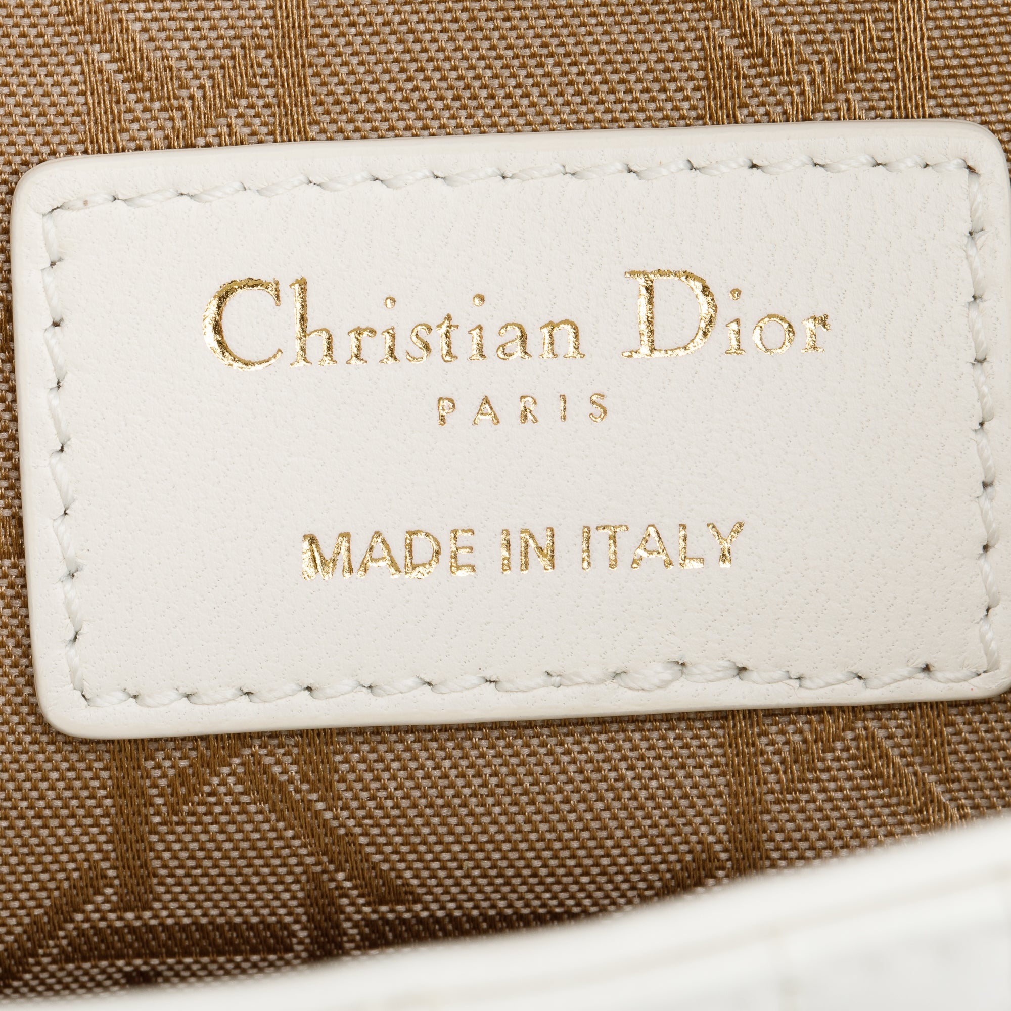 Christian Dior White Cannage Leather Small Lady Dior Bag w/ Strap