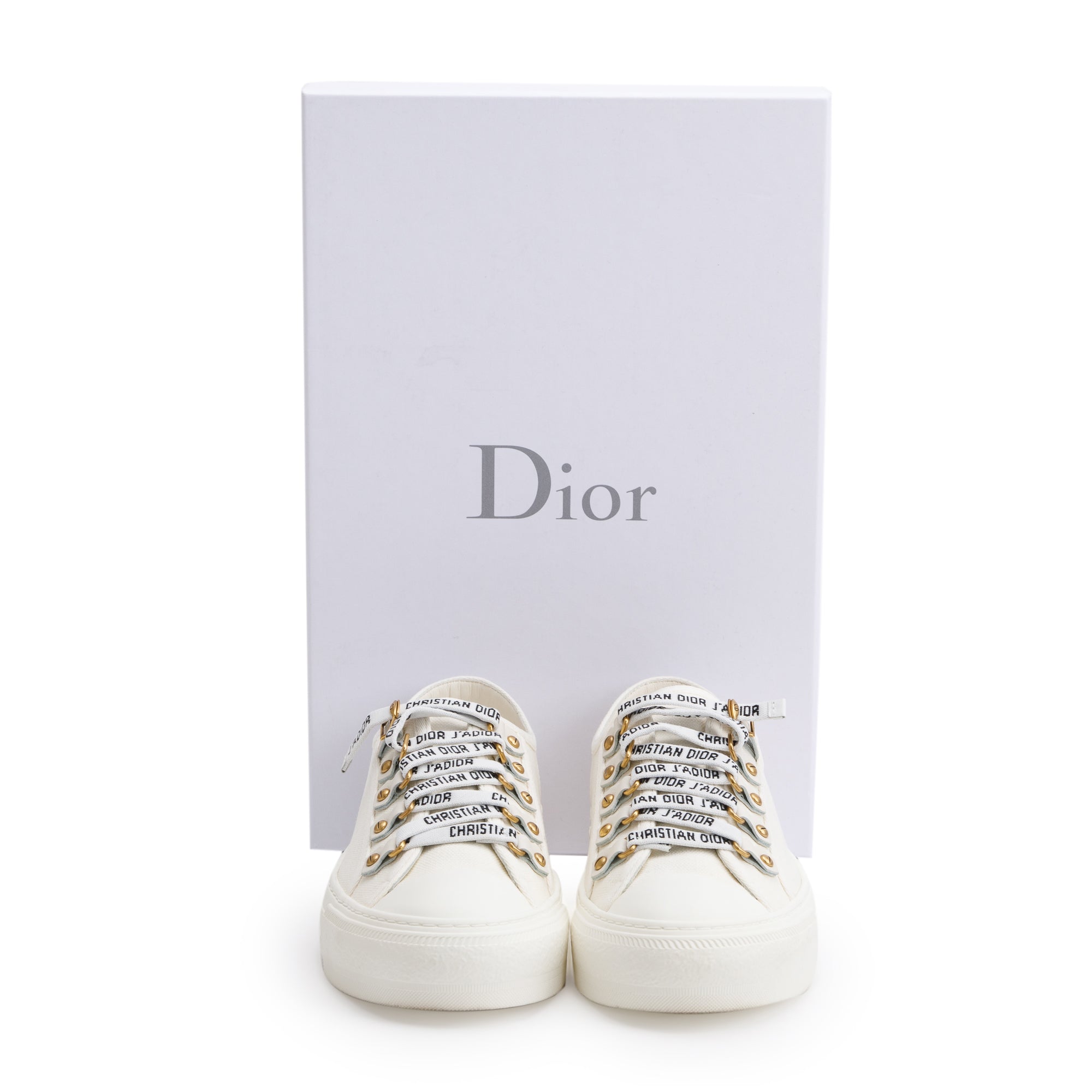 Christian Dior White Cotton Cavas Walk'N'Dior Sneakers, Size 36.5 w/ Box