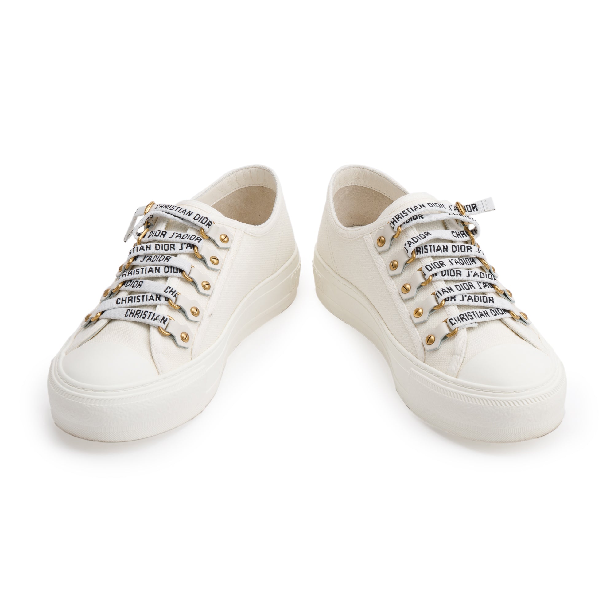 Christian Dior White Cotton Cavas Walk'N'Dior Sneakers, Size 36.5 w/ Box