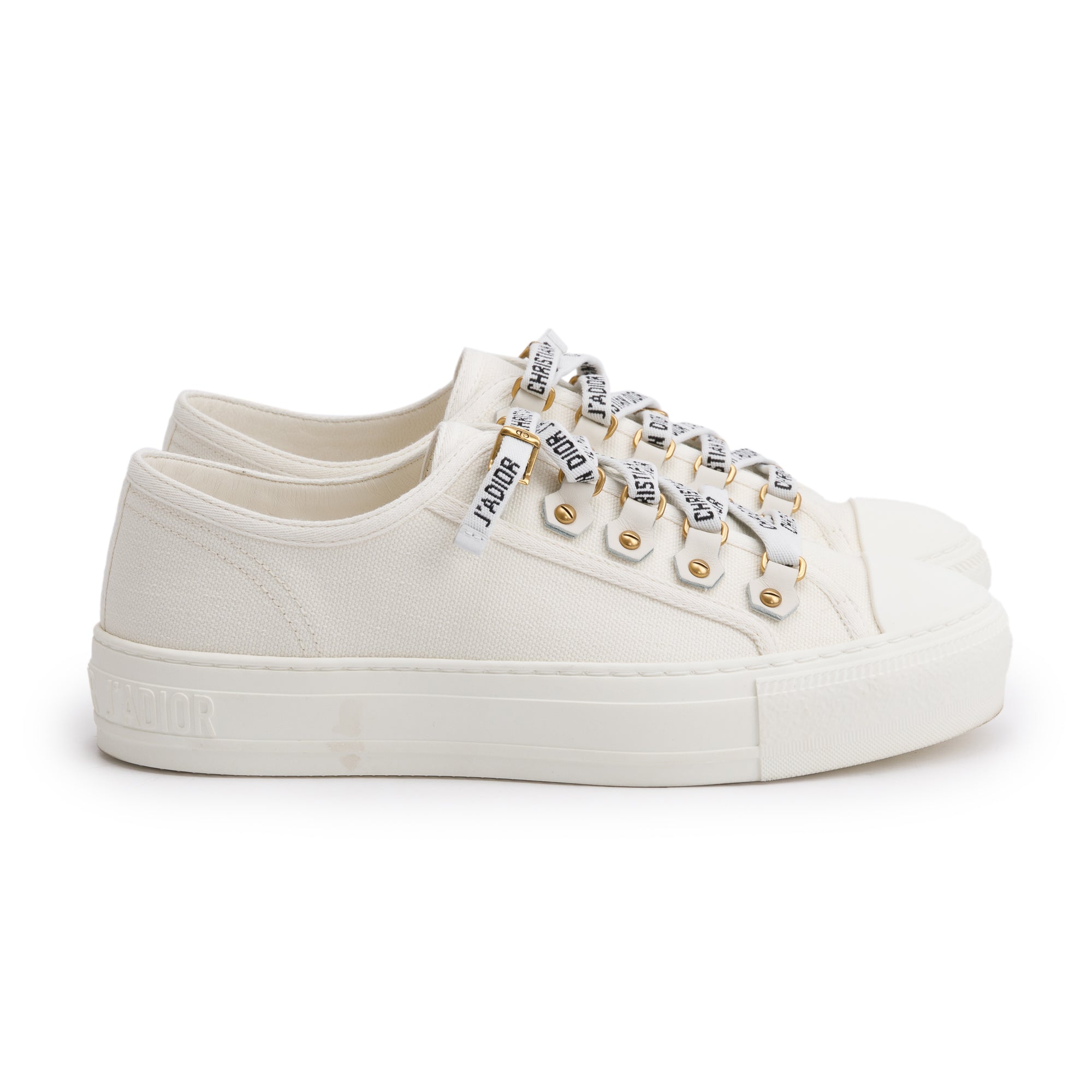 Christian Dior White Cotton Cavas Walk'N'Dior Sneakers, Size 36.5 w/ Box