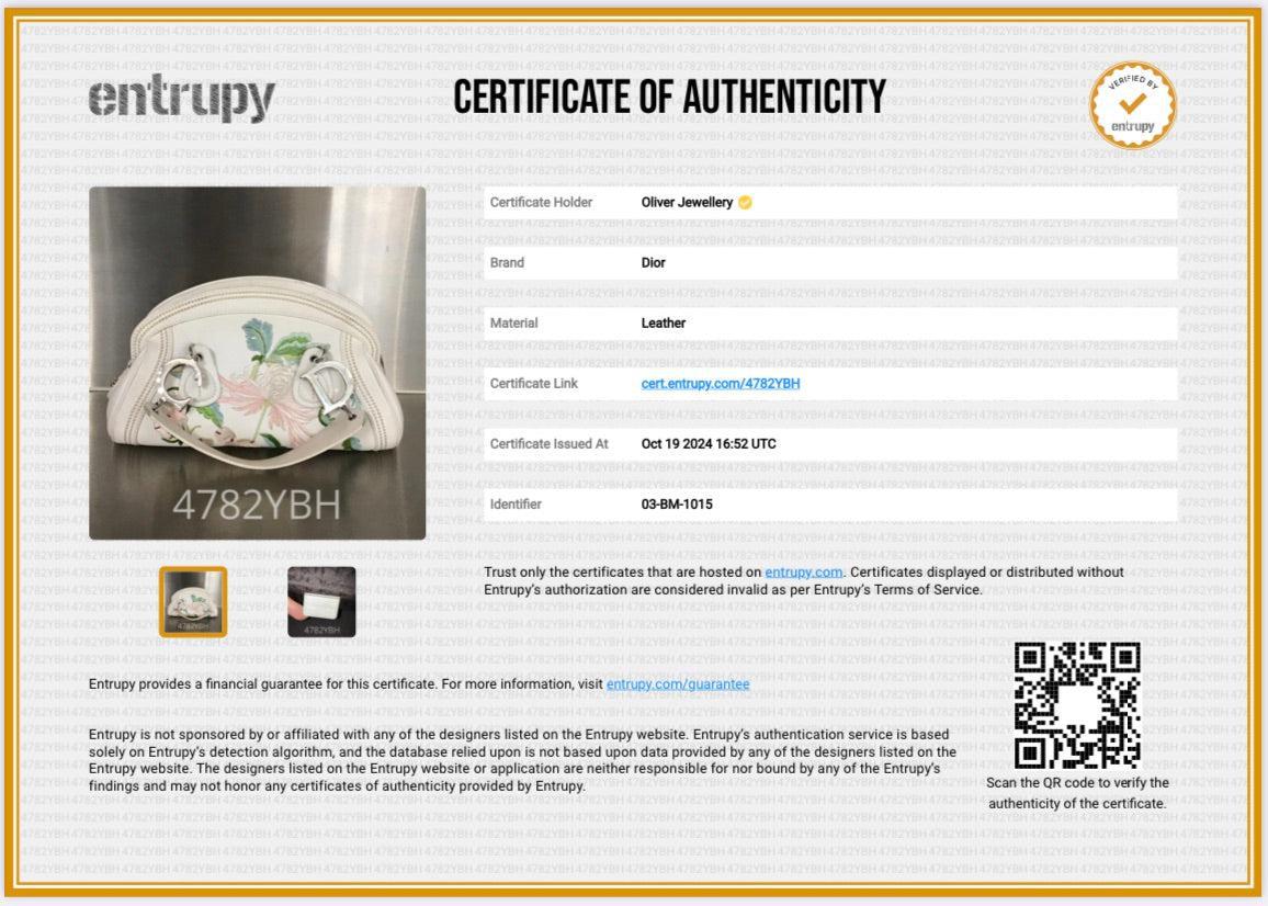 Christian Dior White Embroidered Calfskin Leather Small Detective Bag w/ Authenticity Card