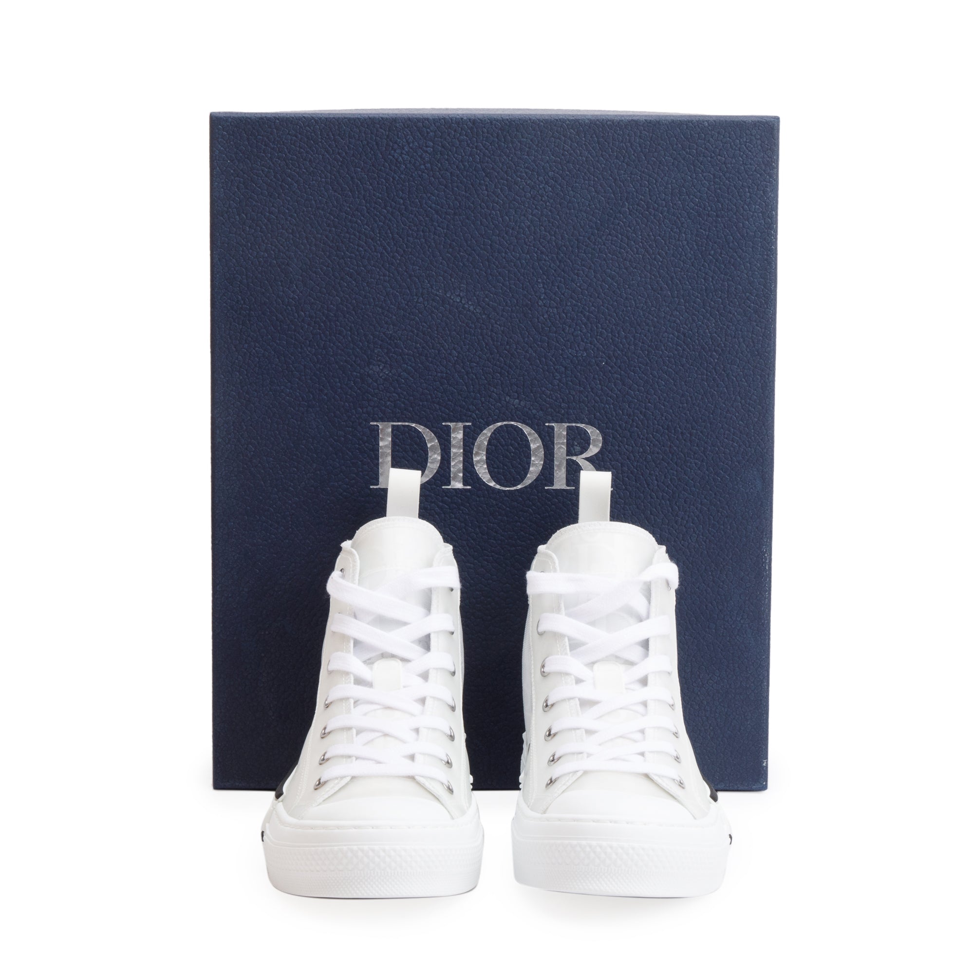 Christian Dior White Oblique Transparent Canvas B23 High-Top Sneakers, Size 37 w/ Box