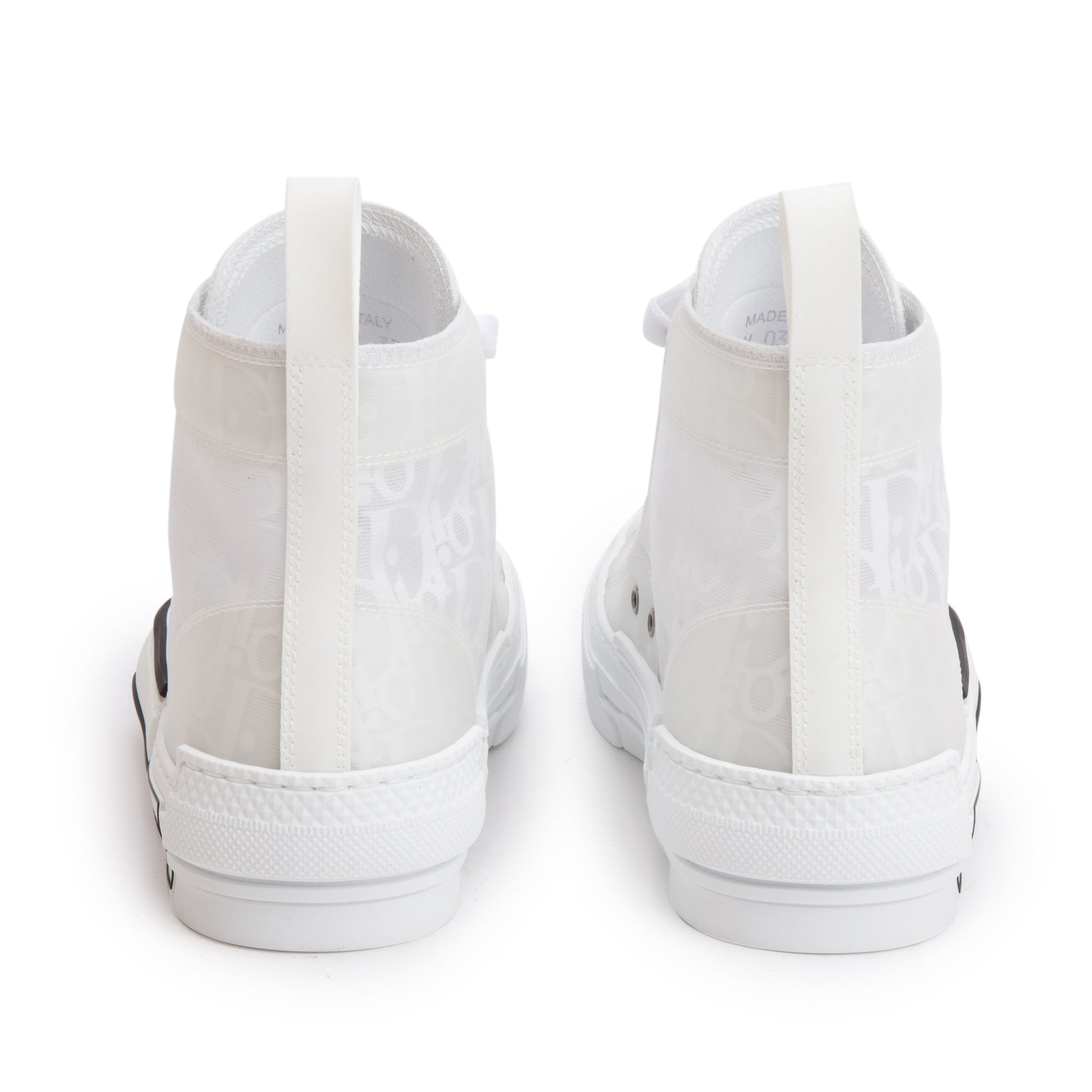 Christian Dior White Oblique Transparent Canvas B23 High-Top Sneakers, Size 37 w/ Box