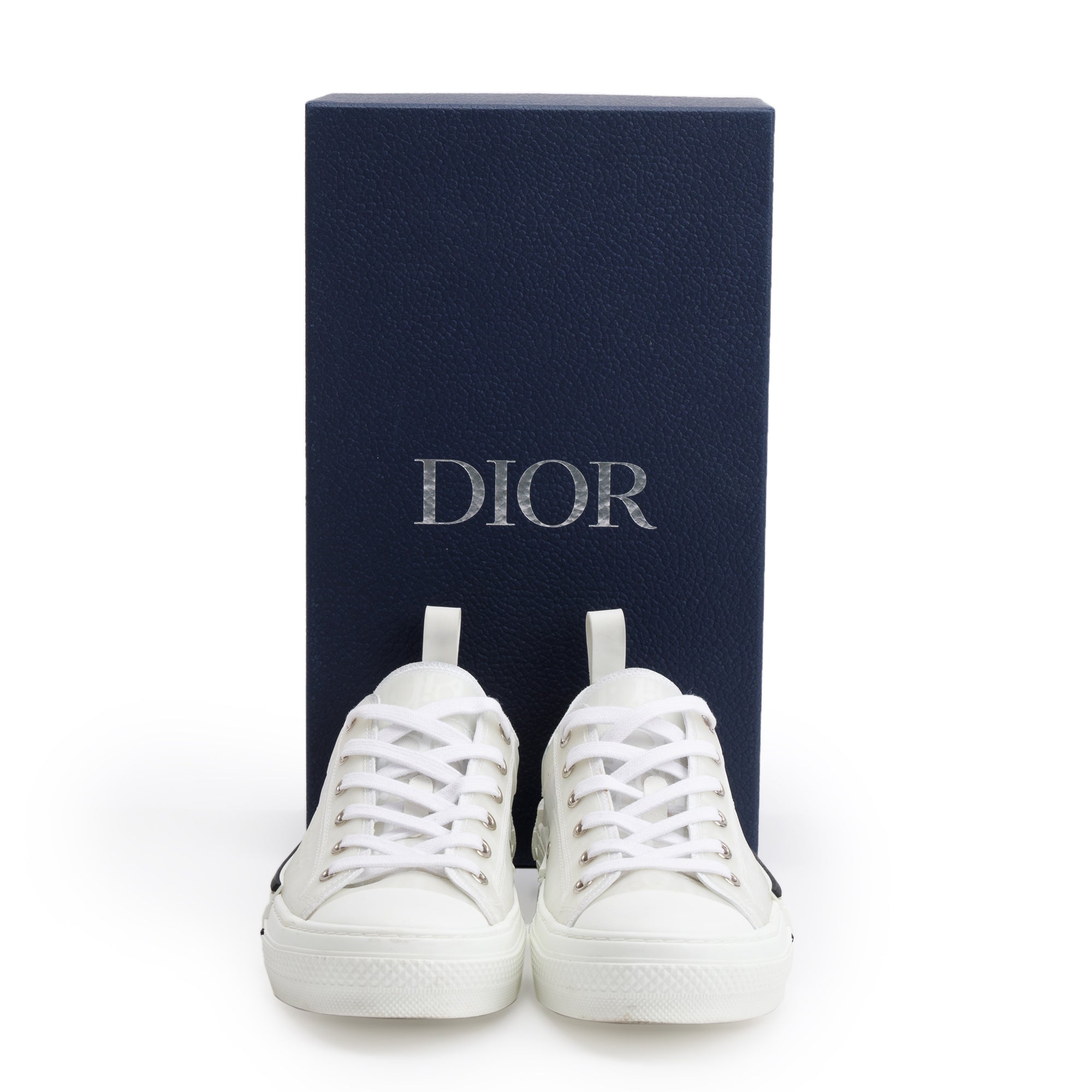 Christian Dior White Oblique Transparent Canvas B23 Low Sneakers, Size 40 w/ Box