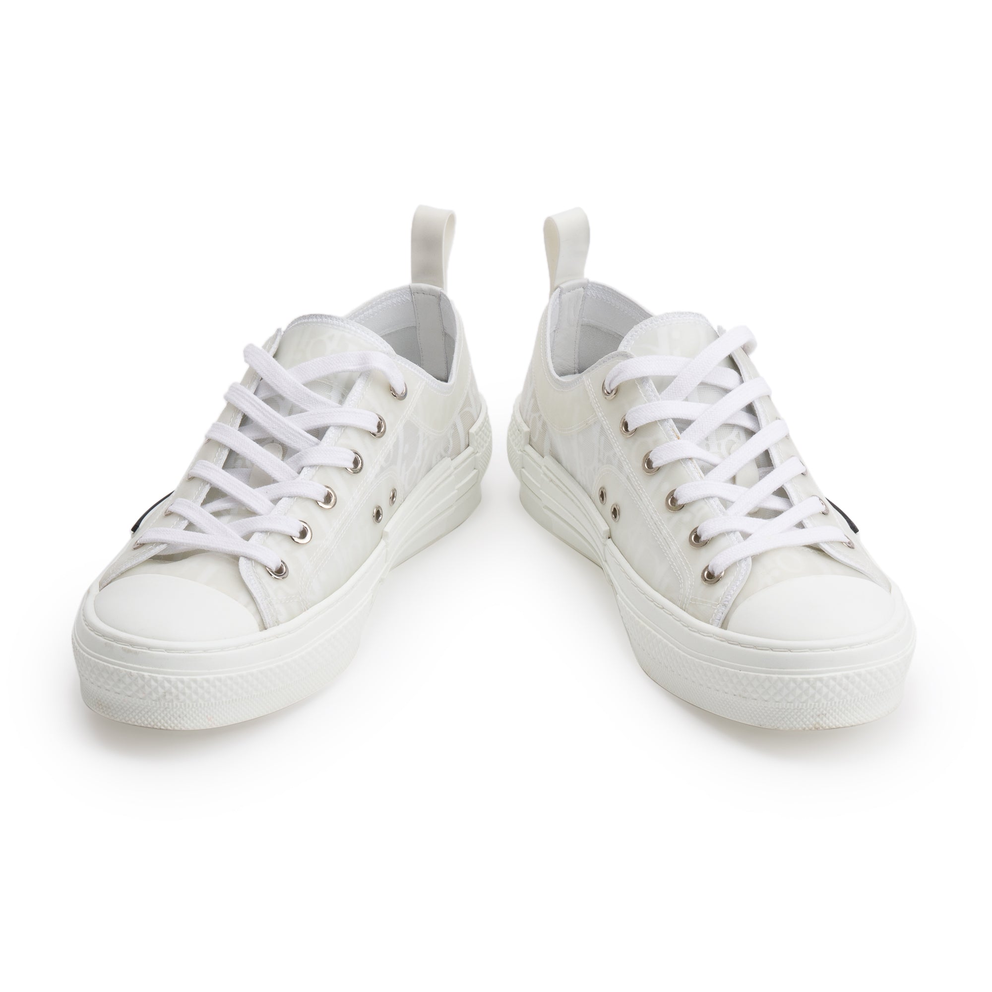 Christian Dior White Oblique Transparent Canvas B23 Low Sneakers, Size 40 w/ Box