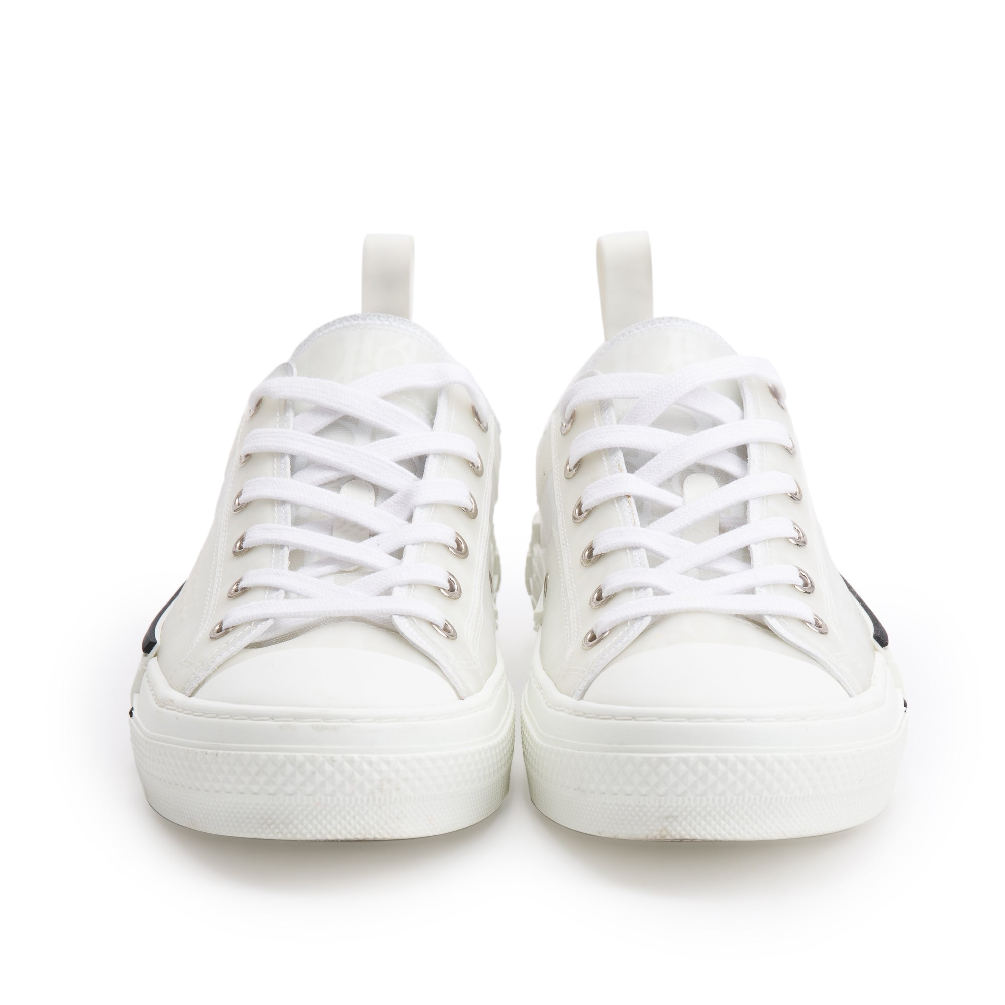 Christian Dior White Oblique Transparent Canvas B23 Low Sneakers, Size 40 w/ Box